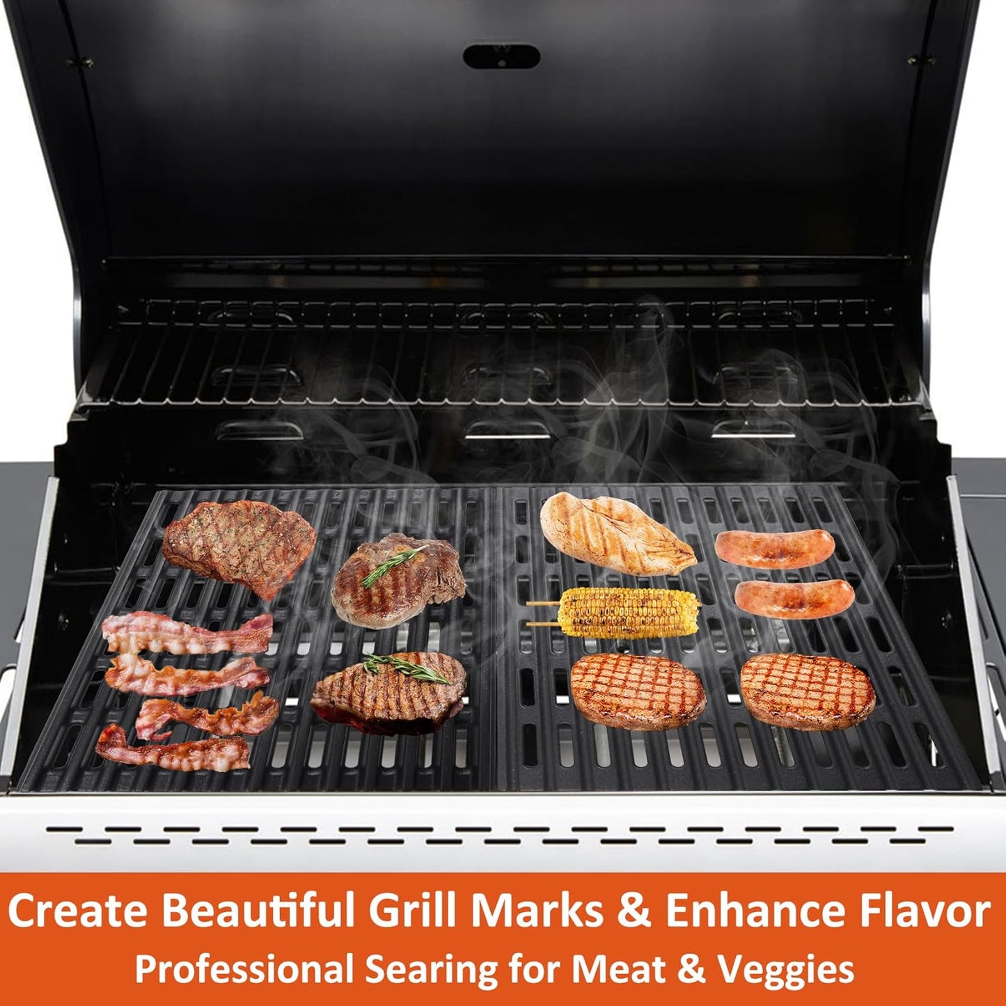 SafBbcue Upgrade 720-0830H Grill Grates for Nexgrill 720-0888N 720-0830A 720-0670C 720-0888S 720-0783EH 720-0888 720-0783W Charbroil 463449914 463446015 Grill Parts Heacy-Duty Cast Iron