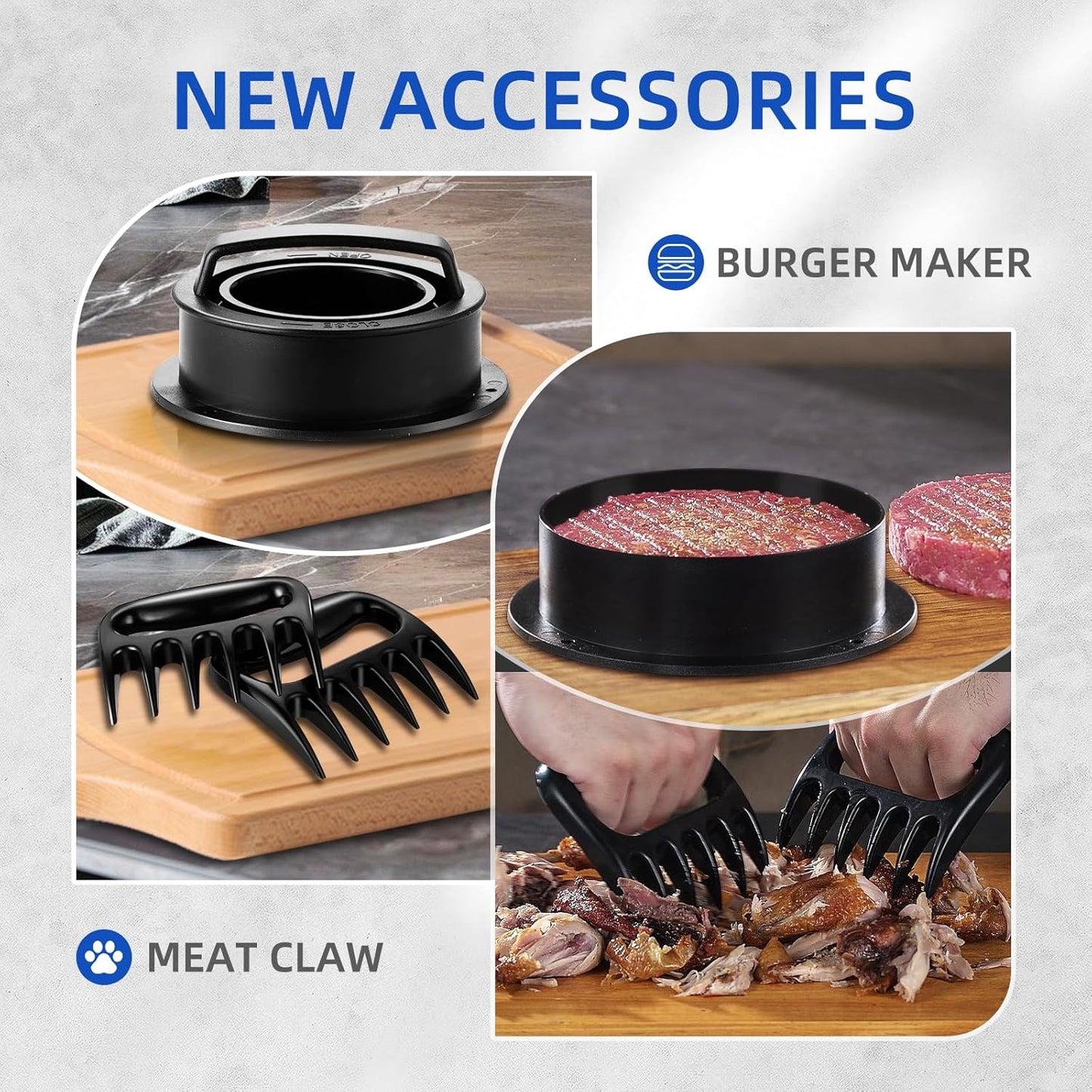 Electric Meat Grinder,3000 Max Stainless Steel Meat Mincer with 2 Blades,3 Grinding Plates,Food Pusher,Meat Claw,Sausage Stuffer Tubes & Kubbe Kit for Home & Kitchen Using