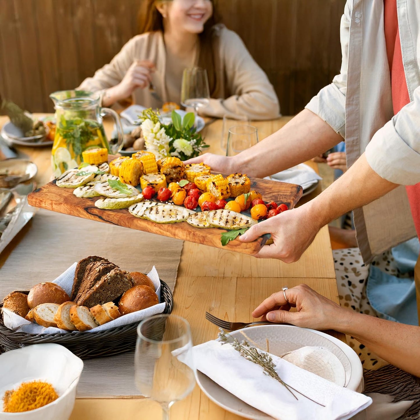 Handmade Epoxy Cutting Board & Charcuterie Board - Decorative, Olive Wood Boards for Serving Cheese, Fruit, Meat - Ideal for Kitchen, Unique Housewarming Gift - Emerald Resin