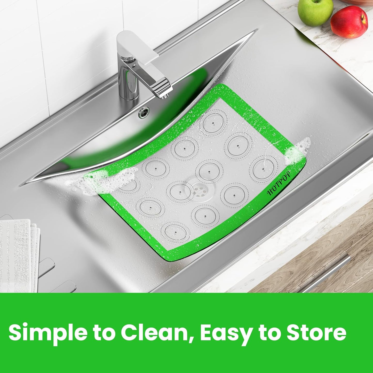 HOTPOP Silicone Baking Mats 0.75mm, Non-Stick Macaron Silicone Baking Mats - Silicone Sheet for Bake Pans and Rolling with Outlines for Pastries (3 HALF SIZE)