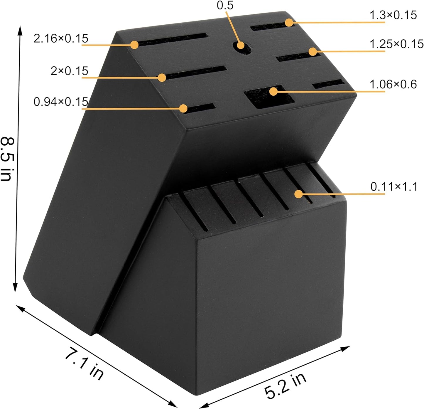 RedCall Universal Knife Block Holder,Large Wood Bamboo Knife Block without Knives,14 Slot Universal Knife Holder Countertop,Butcher Block Knife Storage Organizer for Kitchen (Black)