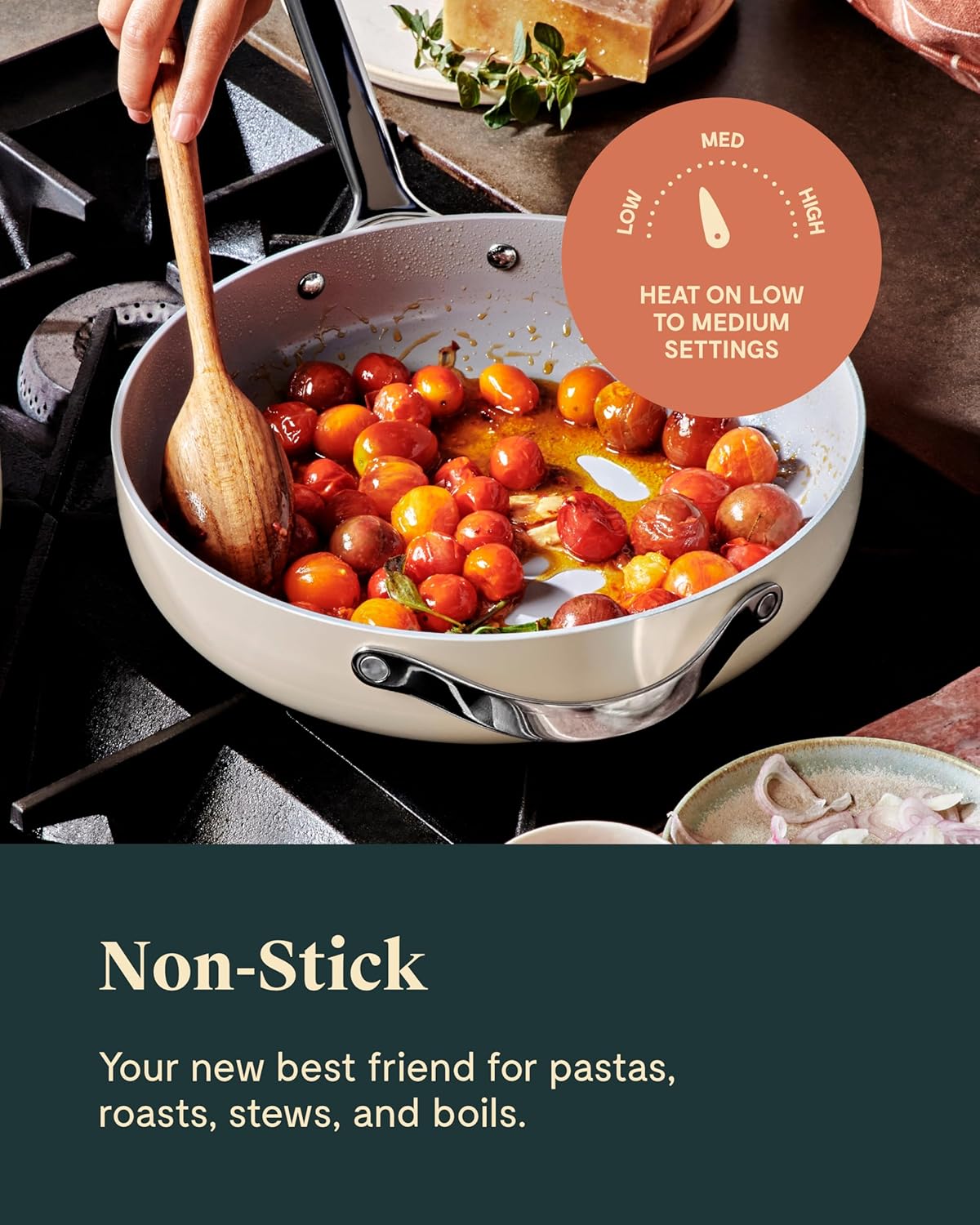 Caraway Nonstick Ceramic Sauté Pan with Lid (4.5 qt, 11.8") - Non Toxic, PTFE & PFOA Free - Oven Safe & Compatible with All Stovetops (Gas, Electric & Induction) - Gray