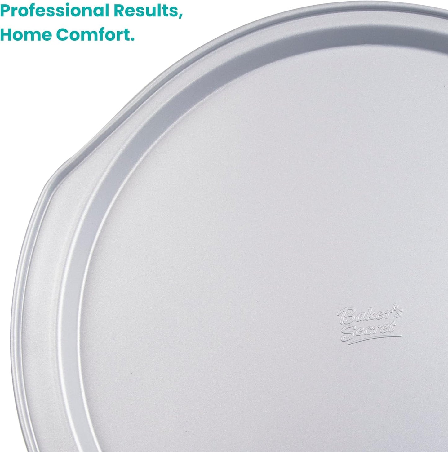 Baker's Secret Pizza Pans for Oven, Aluminized Steel Pizza Baking Pan, 2 Layers Non-stick Coating Easy Release, Dishwasher Safe - The Superb Collection (1x Pizza pan & Crisper set)