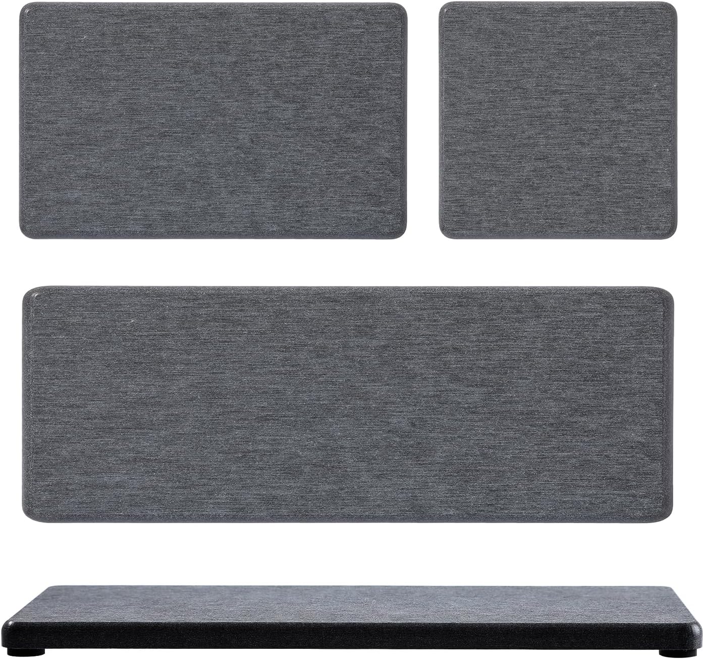 3PCS Water Absorbing Soap Dish Sponge Holder, Diatomite Stone Drying Tray Mat Sink Caddy for Kitchen Counter & Bathroom, Small Stone Bath Mat Faucet Accessories Organizer Protector,Dark Gray,9"x 3.5"