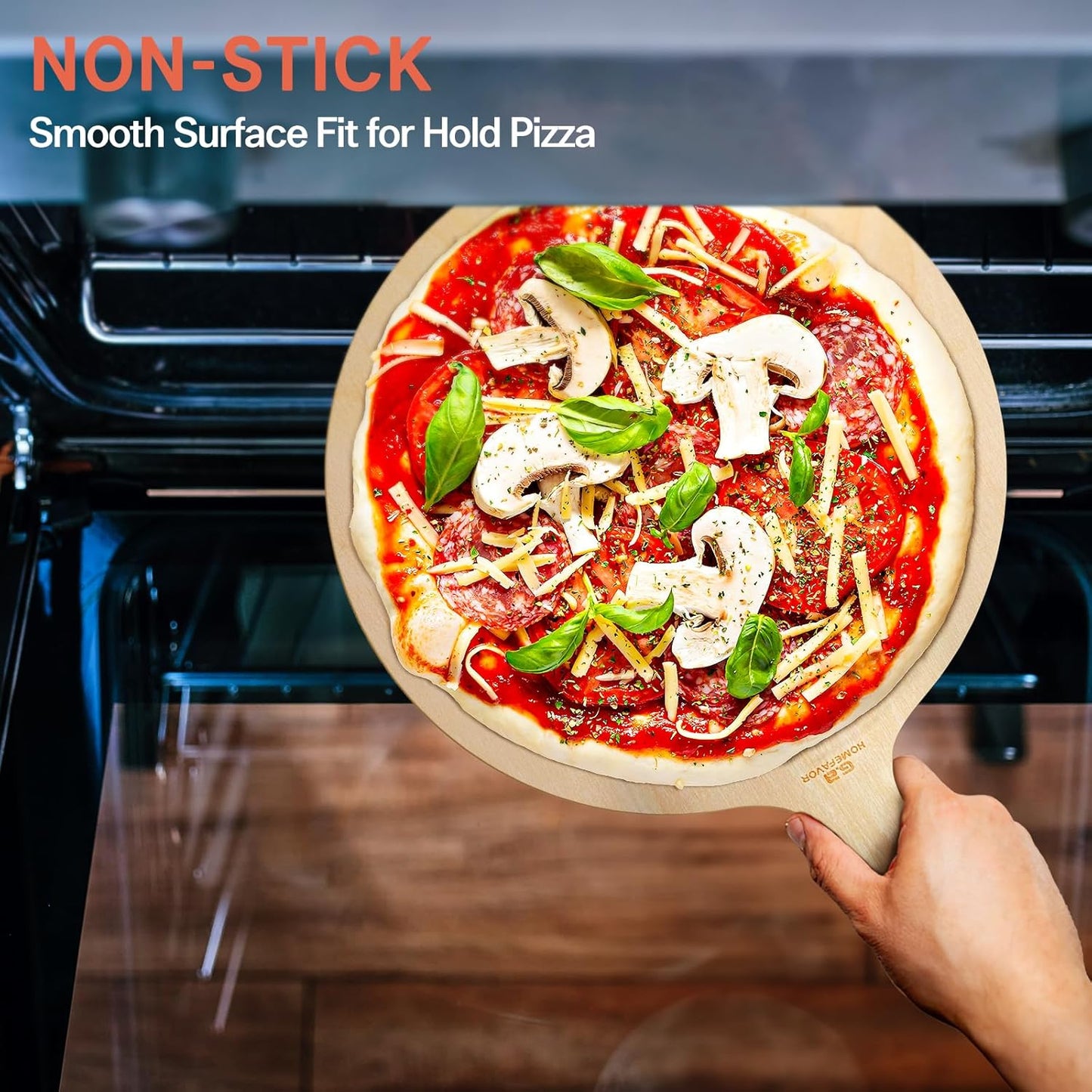 G.a HOMEFAVOR 2-Piece Wooden Pizza Peel: 12 Inch Pizza Spatula with Wood Handle Suitable for 12"x12" Pizzas - Large Cutting Board for Transferring Pizza in Oven