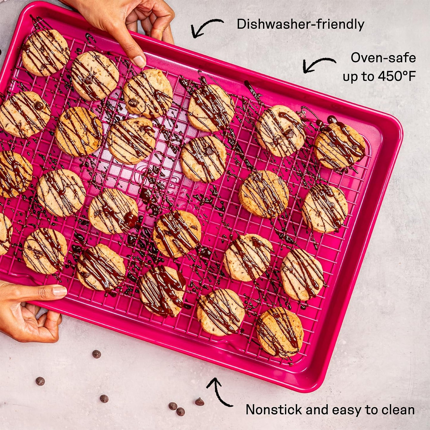 Great Jones Big Chill Wire Cooling Rack (Pepper) – 16.25" × 11.25" Heavy-Weight Aluminized Steel,Nonstick Baking Rack – Oven Safe 450 °F, Bacon & Cookie Cooling Rack – Fits Half Sheet Pans