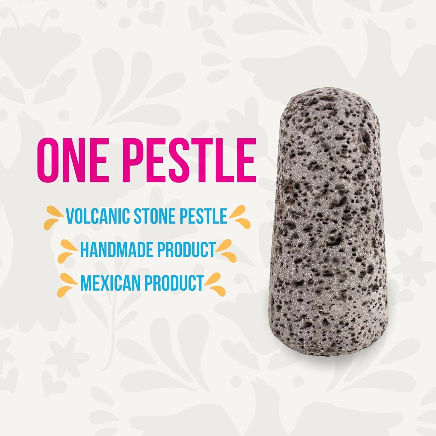 Temolote/Pestle Replacement Single Head - The Original Molcajete Mexicano Bowl Handmade of Authentic Lava Rock - Molcajete de Piedra volcanica - Mexican Volcanic Mortar Pestle Authentic Lava Rock