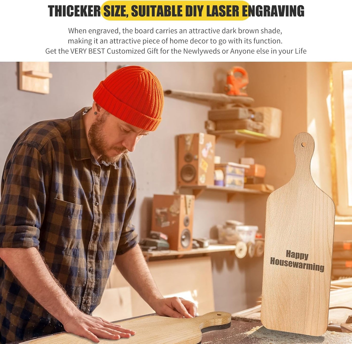 Lounsweer 6 Pcs Thicken Cutting Board Bulk Wood Board for Chopping Serving Charcuterie Material for Laser Engraving Mother' Day Wedding Housewarming Gift