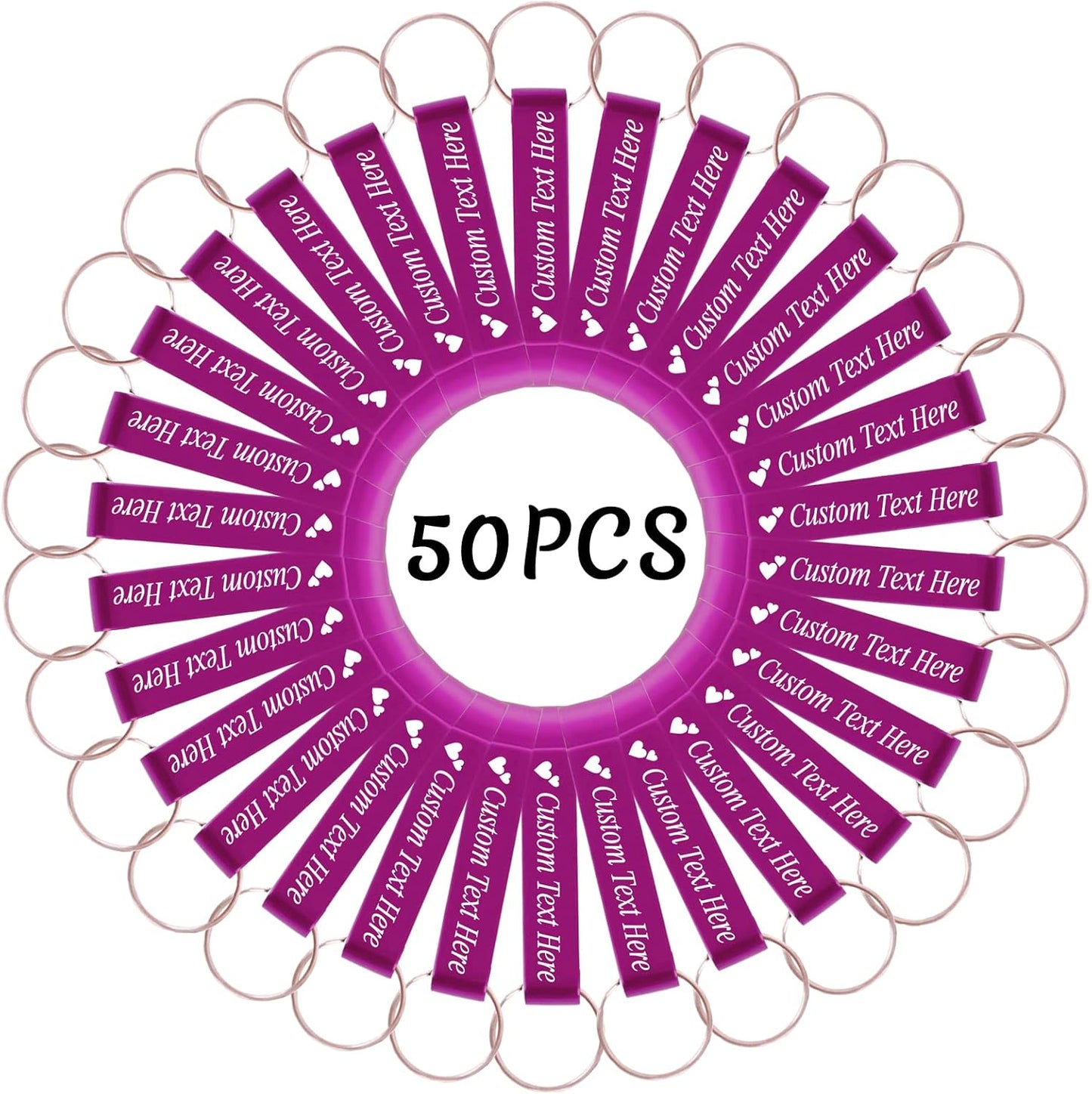 50PCS Personalized Bottle Opener Keychain Bulk Custom Beer Bottle Opener with Logo Text Engraved Wedding Bottle Opener Favors Customized Gifts for Guests Baby Shower Birthday Party-Pink