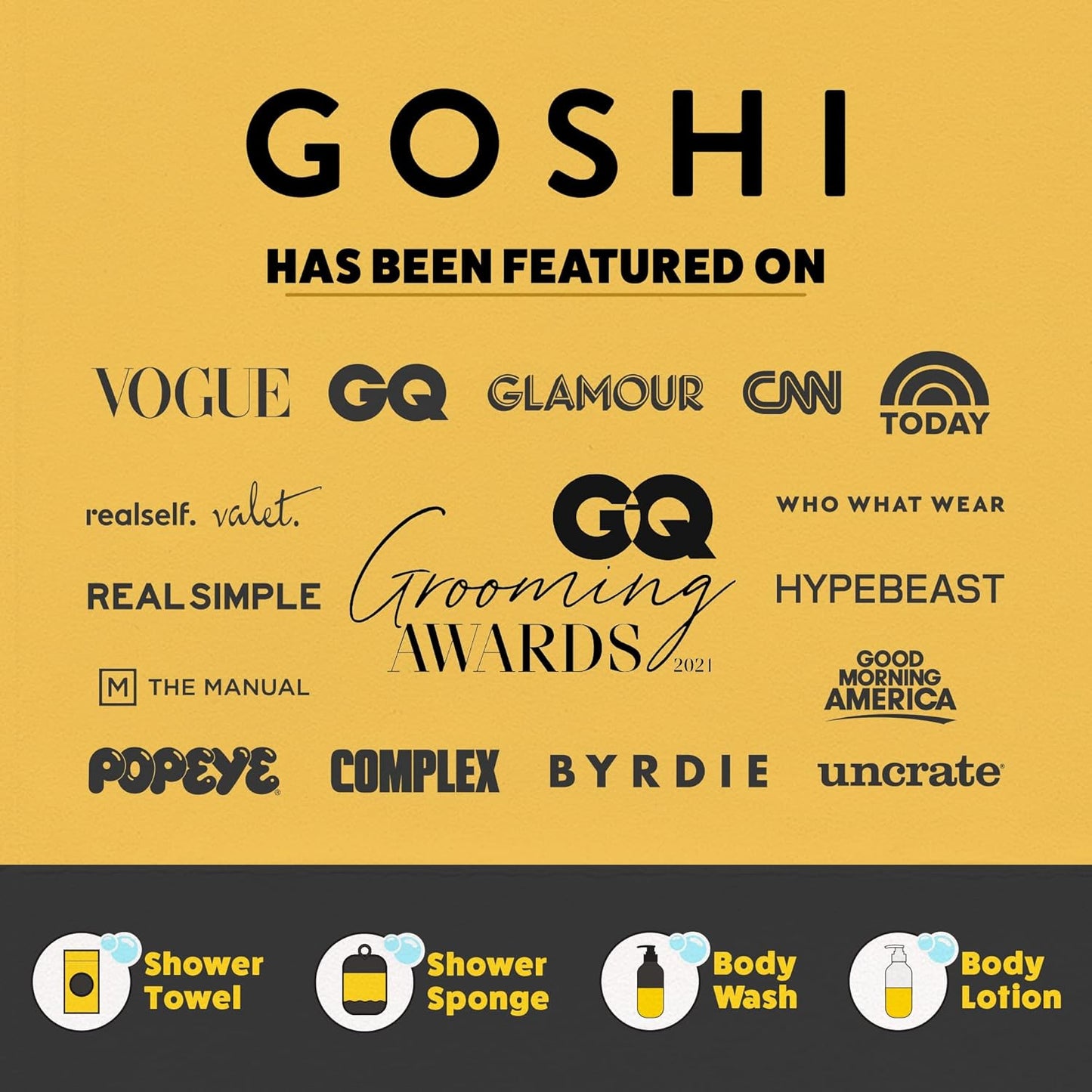 GOSHI Exfoliating Shower Sponge - Rip-Resistant, Rapid-Drying Exfoliating Bath Sponge for All Skin Types - Grey - Made in Japan