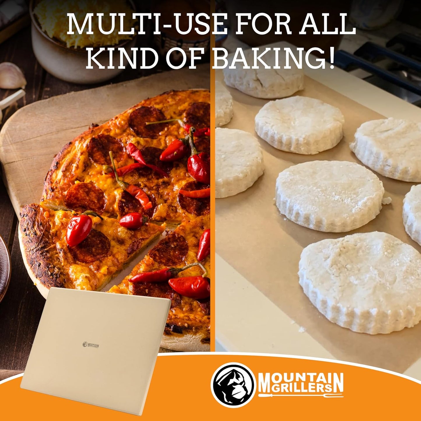 MOUNTAIN GRILLERS Pizza Stone for Oven and Grill BBQ - 12x16-Inch Rectangular Stone - Multi-Purpose Baking Stone for Crispy Crust Pizza, Bread, or Crackers - Ideal Gift for Pizza Lovers