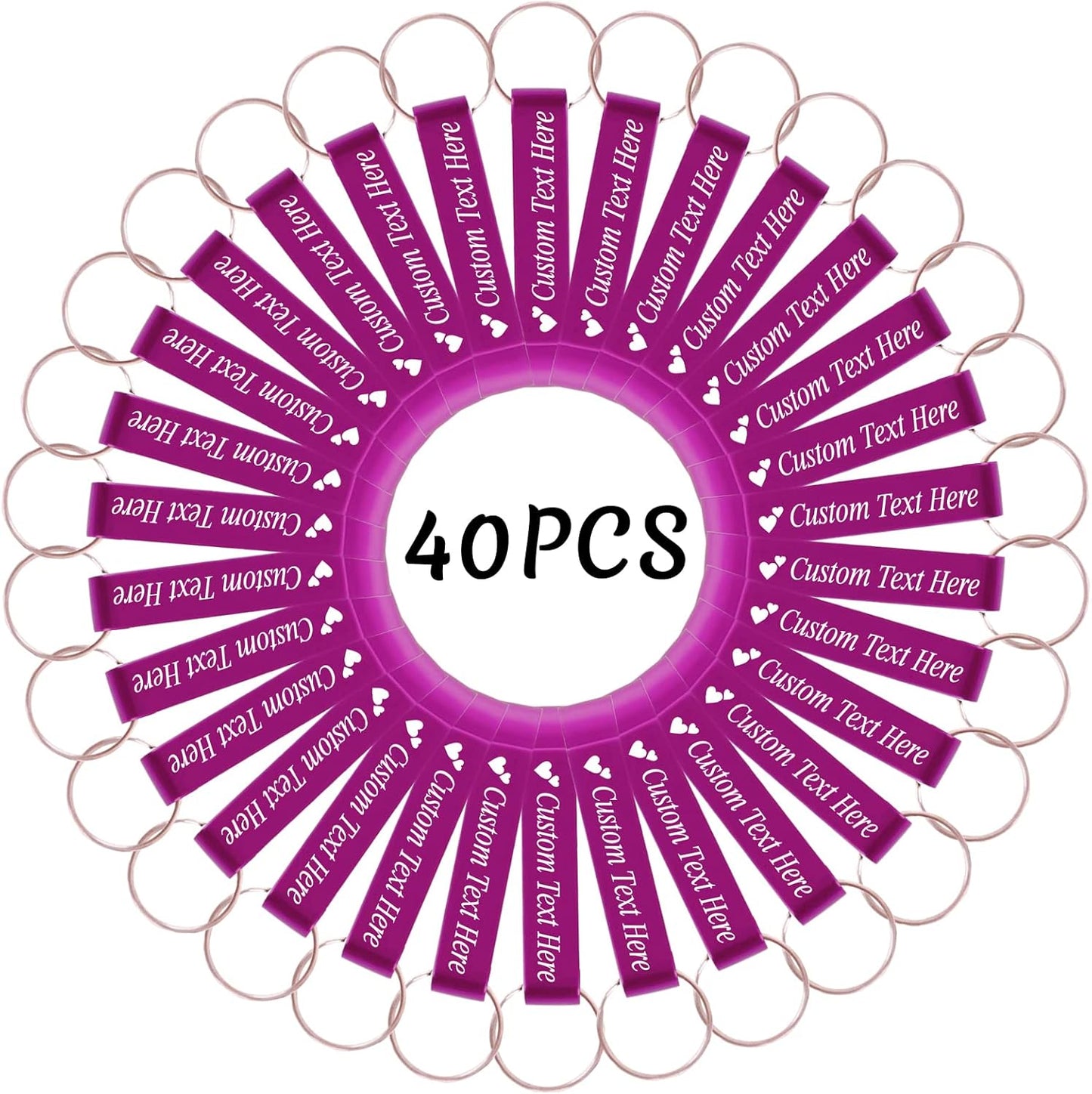 40PCS Personalized Bottle Opener Keychain Bulk Custom Beer Bottle Opener with Logo Text Engraved Wedding Bottle Opener Favors Customized Gifts for Guests Baby Shower Birthday Party-Pink