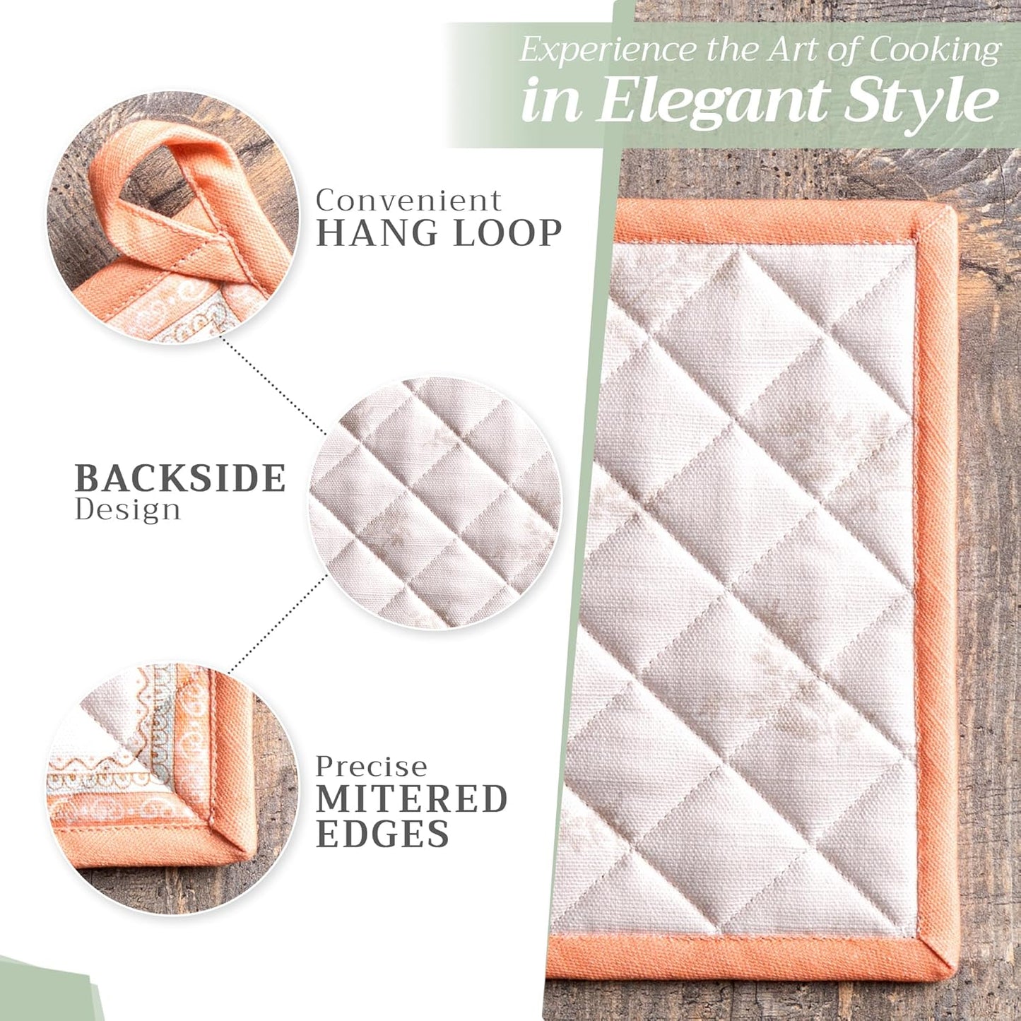 Maison d' Hermine Pot Holders 100% Cotton Heat Resistant Potholders 8" x 8" Hot Pads with Loop BBQ, Cooking, Baking, Grilling, Kitchen, Handling Hot Pans (Pack of 1, Giving Thanks)