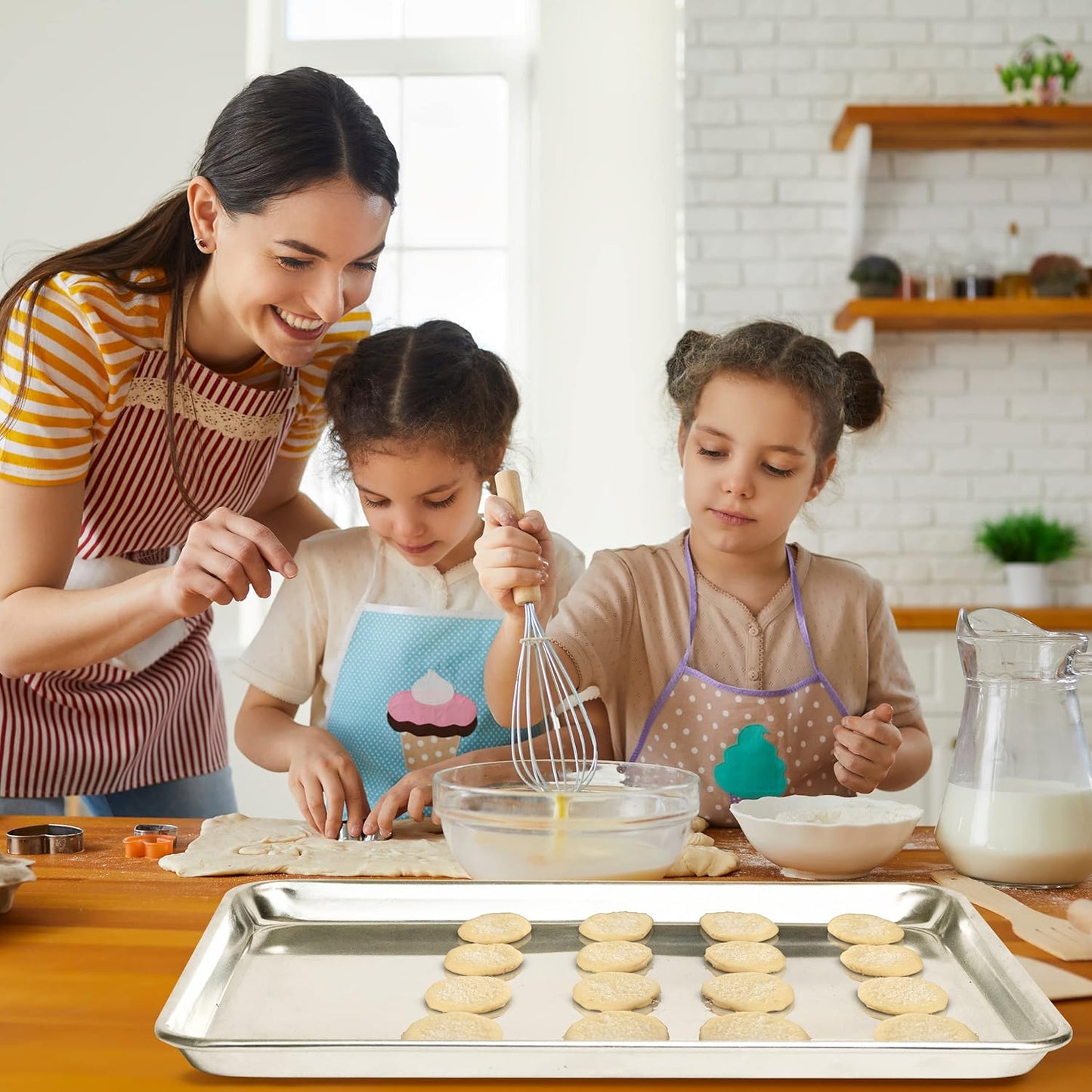 KITCHENATICS Jelly Roll Size Baking Sheet Pans, Premium Quality Aluminum Cookie Sheets for Roasting & Baking, Rimmed Nonstick Sheet Pans - Warp Free, Durable & Easy Clean - 10.6" x 15.6" IN, Set of 2
