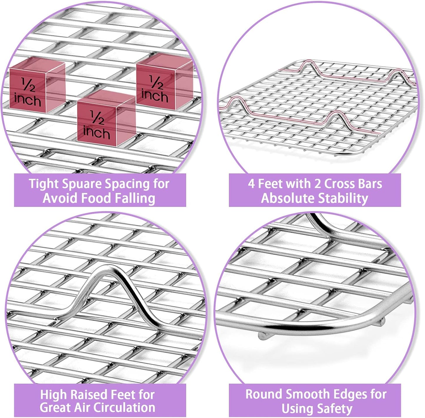 P&P CHEF Baking Oven Pan with Wire Rack, Stainless Steel Baking Oven Sheet Tray, Bacon Pan and Cooling Rack for Cooking Roasting Cookie, Dishwasher Safe & Easy Clean, 10.5 x 8 x 1 Inch