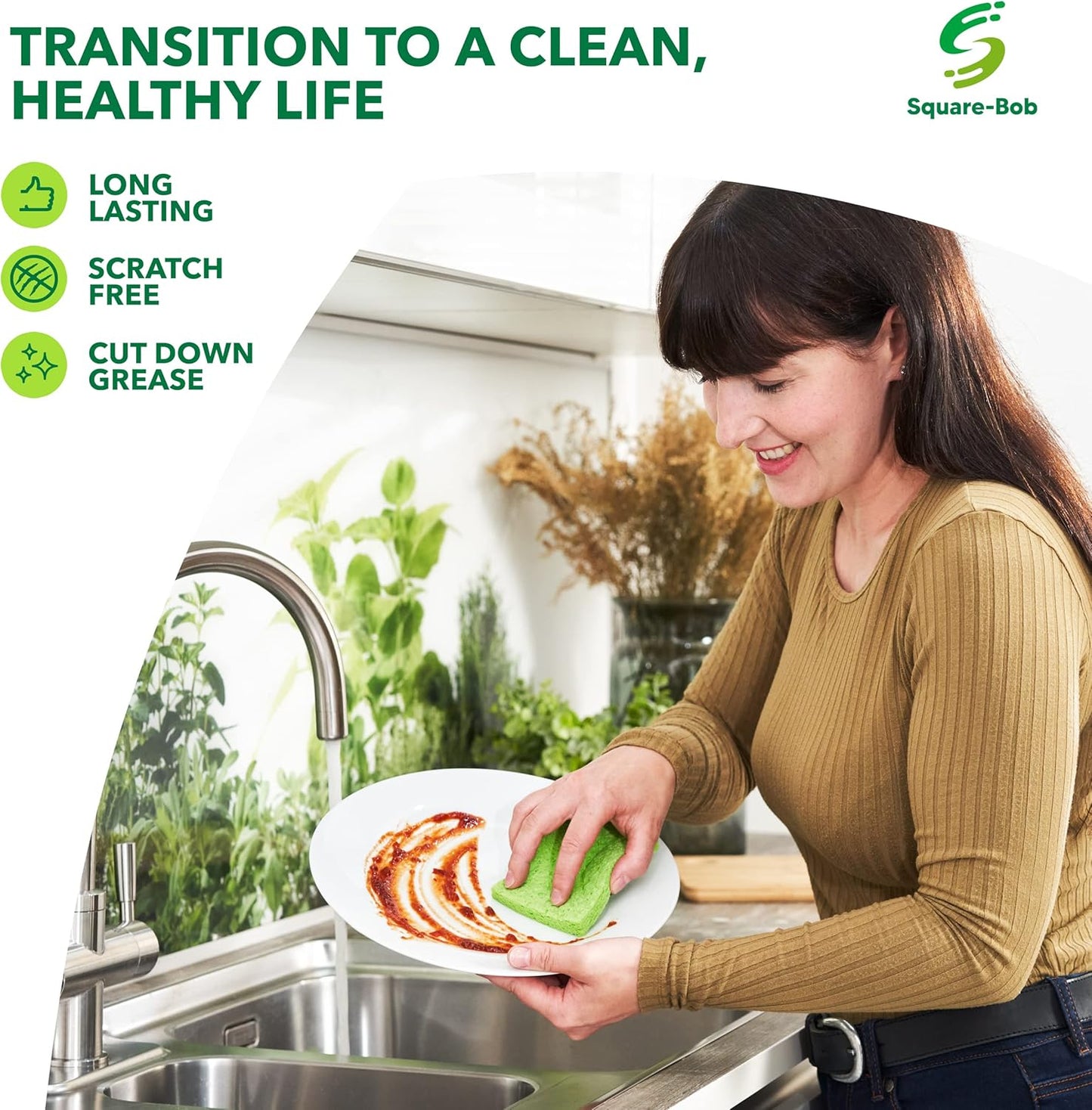 6 PCs Compressed Non-Scratch Kitchen Sponges - Highly Absorbent for Dishes, Countertop, Sink, Car - Biodegradable, Quick Drying Cellulose Sponges - Assorted Colors