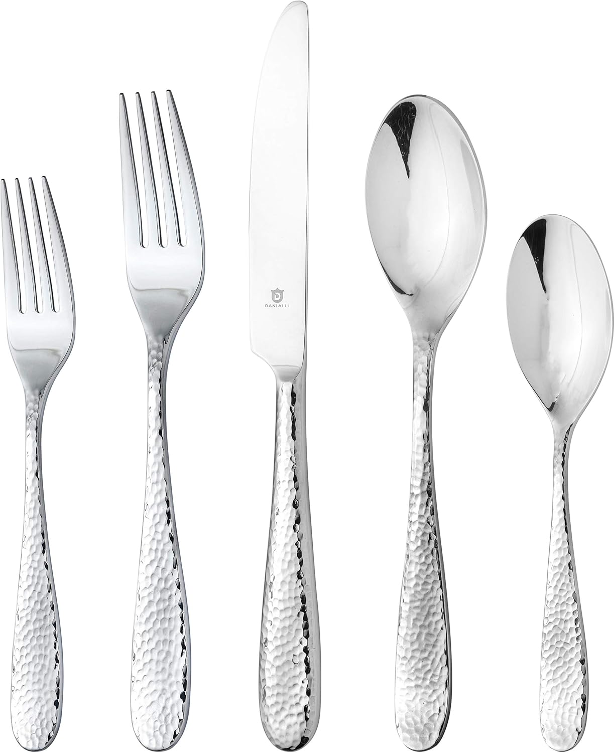 Hammered Silverware Set | Premium 18/10 Stainless Steel Flatware Service for 6 | Heavy-Duty & Dishwasher Safe | Built to Last (30-Piece, Fidenza Hammered)