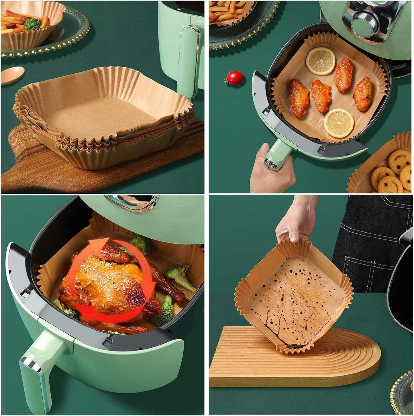 100Pcs Air Fryer Liners Disposable,LYHOLKEER 9inch Airfryer Liners for 5-8QT,Square Air Fryer Parchment Paper Liners for Ninja AF141/AF181/Chefman/Cosori/Instant Pot/Cuisinart and Other 5 to 8Quarts