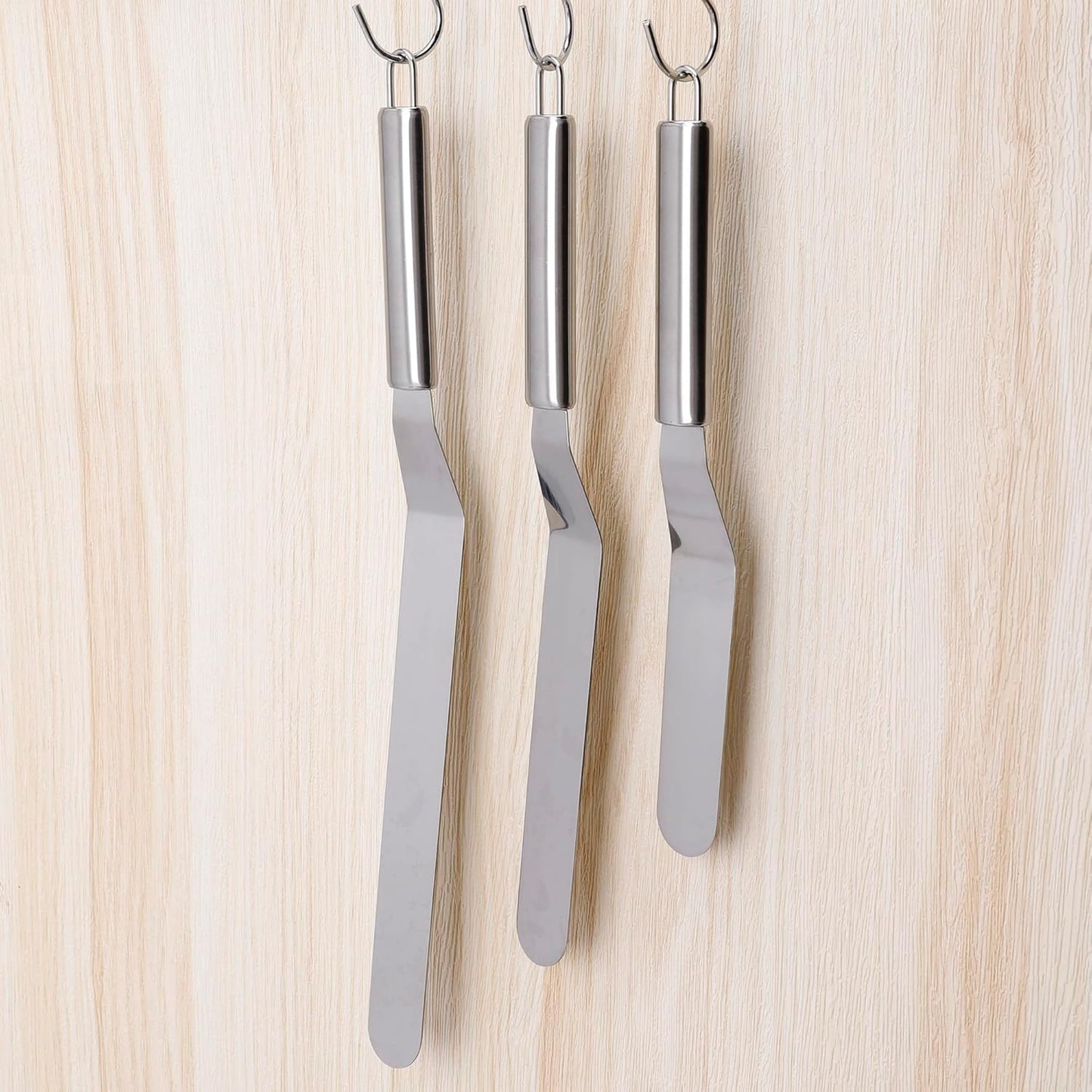 Cake Spatula Set – 6", 8", 10" Stainless Steel Offset & Straight Icing Spatulas for Cake Decorating and Frosting (Curved)