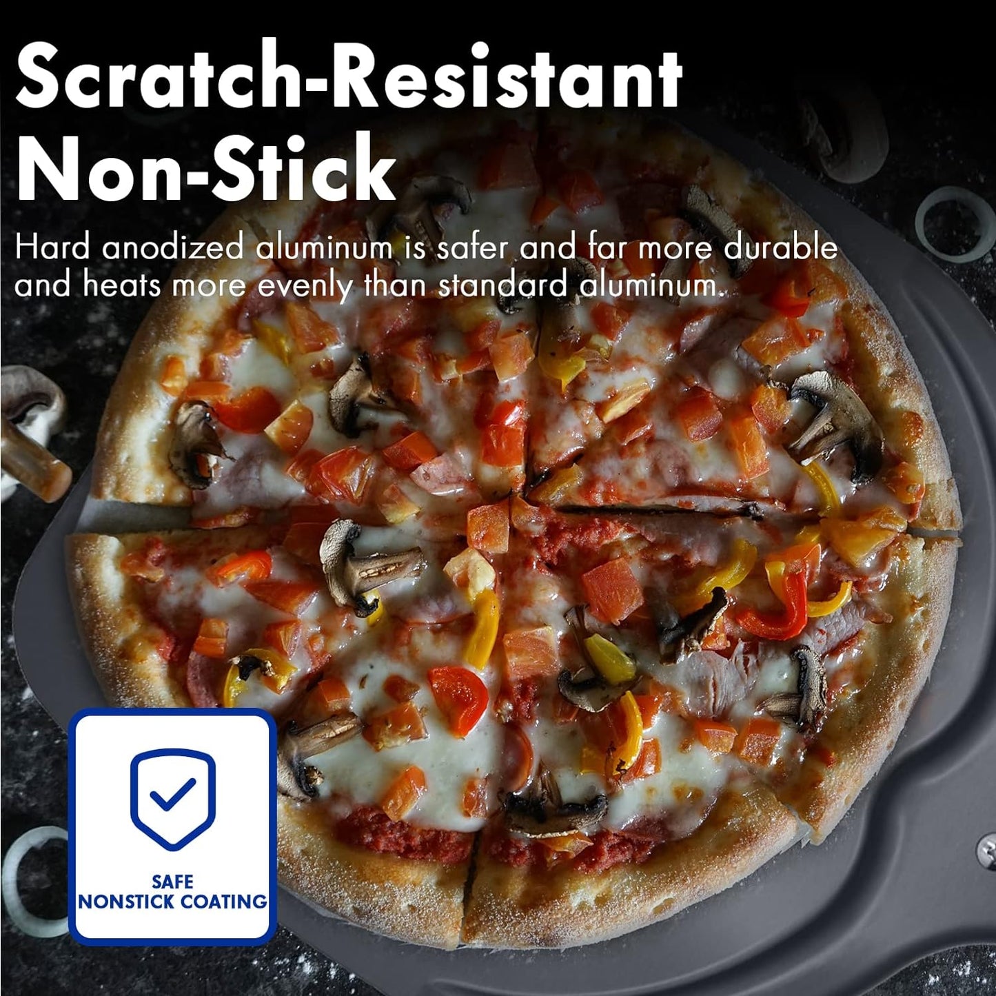 Professional Aluminum Pizza Paddle, 12 Inch Perforated, Restaurant Grade, Long Handle Non-Stick Metal Pizza Peel for Outdoor Oven