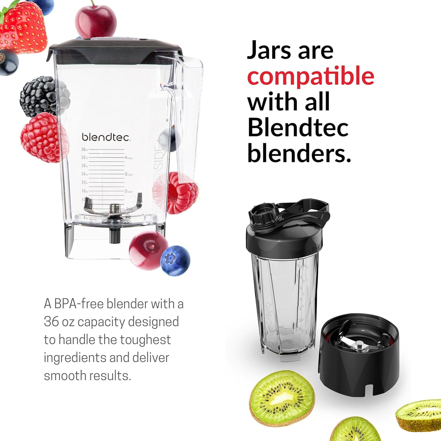 Blendtec Original Designer Series Blender and 90 Oz WildSide+ Jar - Kitchen Blender Bundle - Black