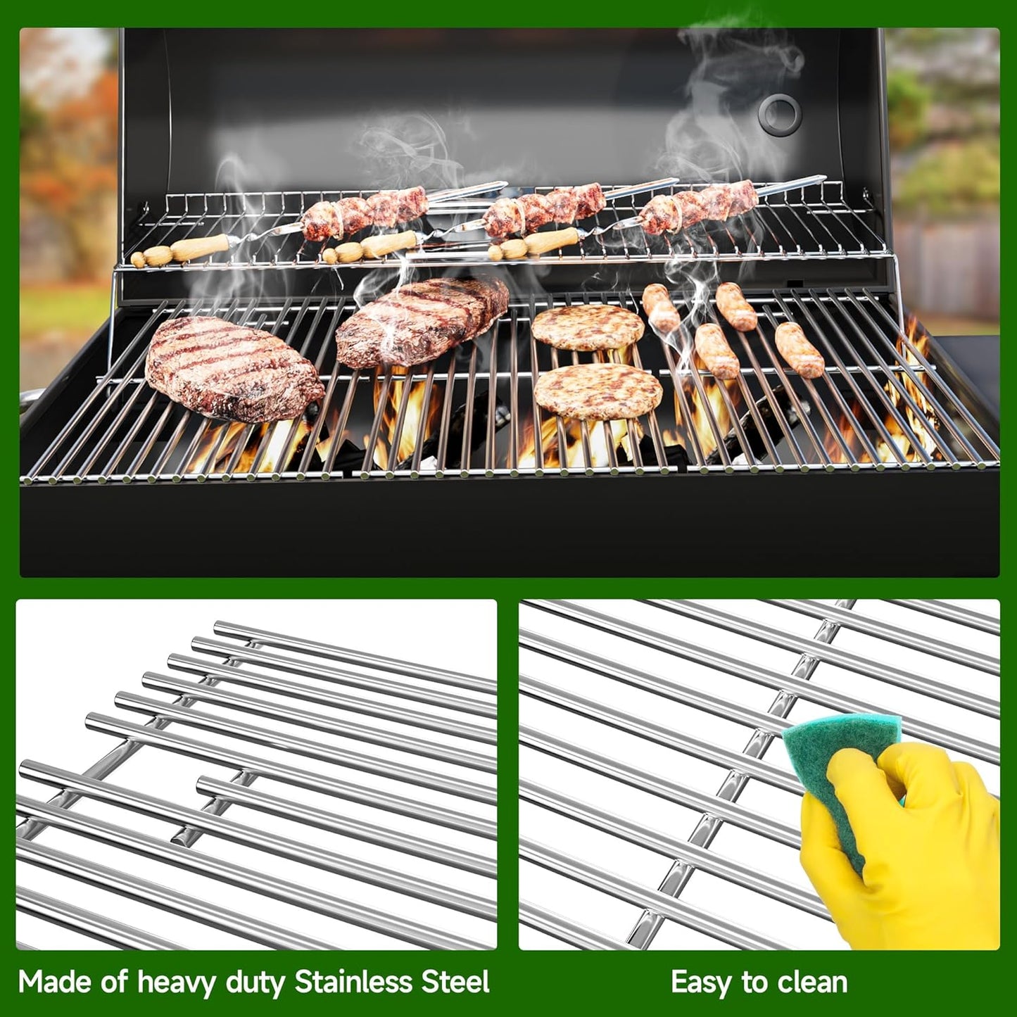 17" Stainless Steel Cooking Grates for Charbroil Commercial Infrared 3 Burner 463355220 463242516 463242515 466242615 463243016, Grill Grates for 463346017 466242616 463367016 463246018, G466-0025-W1A