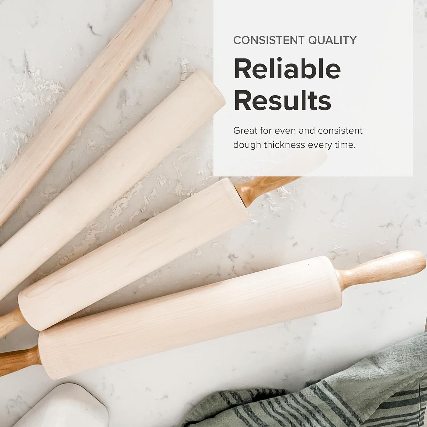 Frieling Crafted in the USA Maple Rolling Pin - Classic Baker Straight - 2-Inch by 18.5-Inch - Precision Wooden Rolling Pin - Pizza Dough Roller