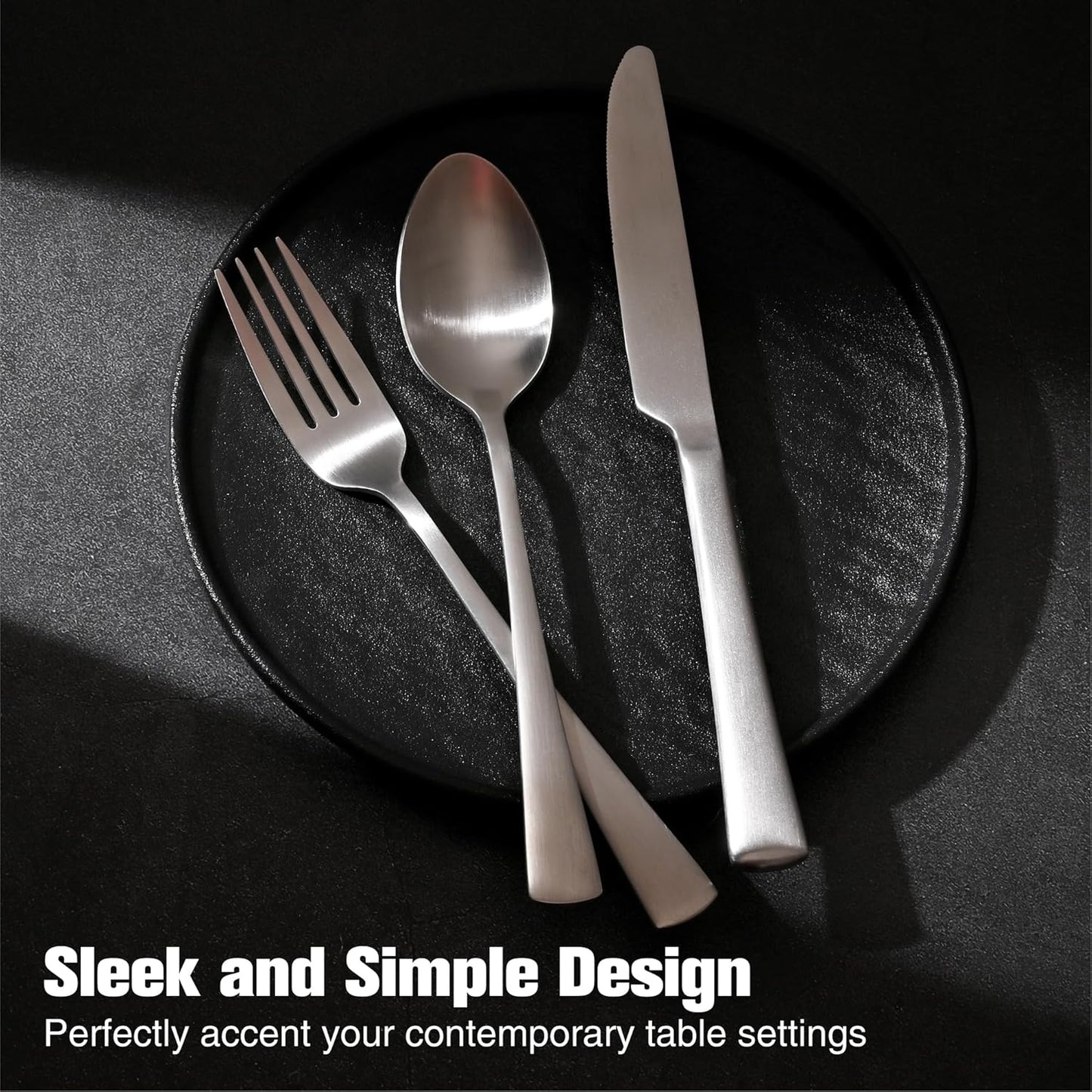 KINGSTONE 30-Piece Silverware Set, 18/10 Stainless Steel Flatware Set for 6, Matte Satin Finish Forged Cutlery Set Dishwasher Safe