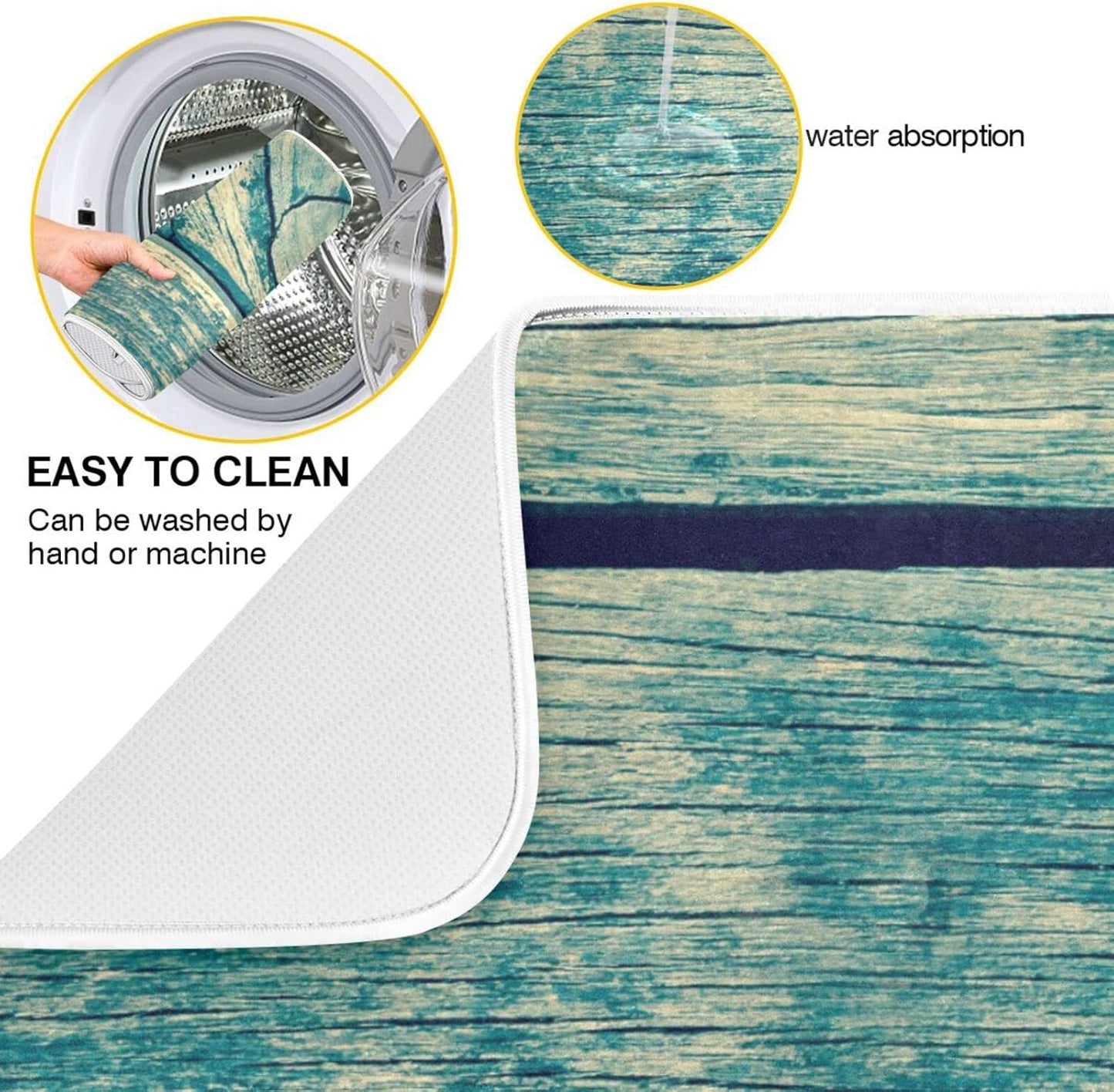 senya Super Absorbent Dish Drying Mat, Microfiber Fast-Drying Dish Mat, 24'' x 18'', Kitchen Dish Drying Pad, Vintage Retro Wooden Background, (g289343133p523c558s1114)