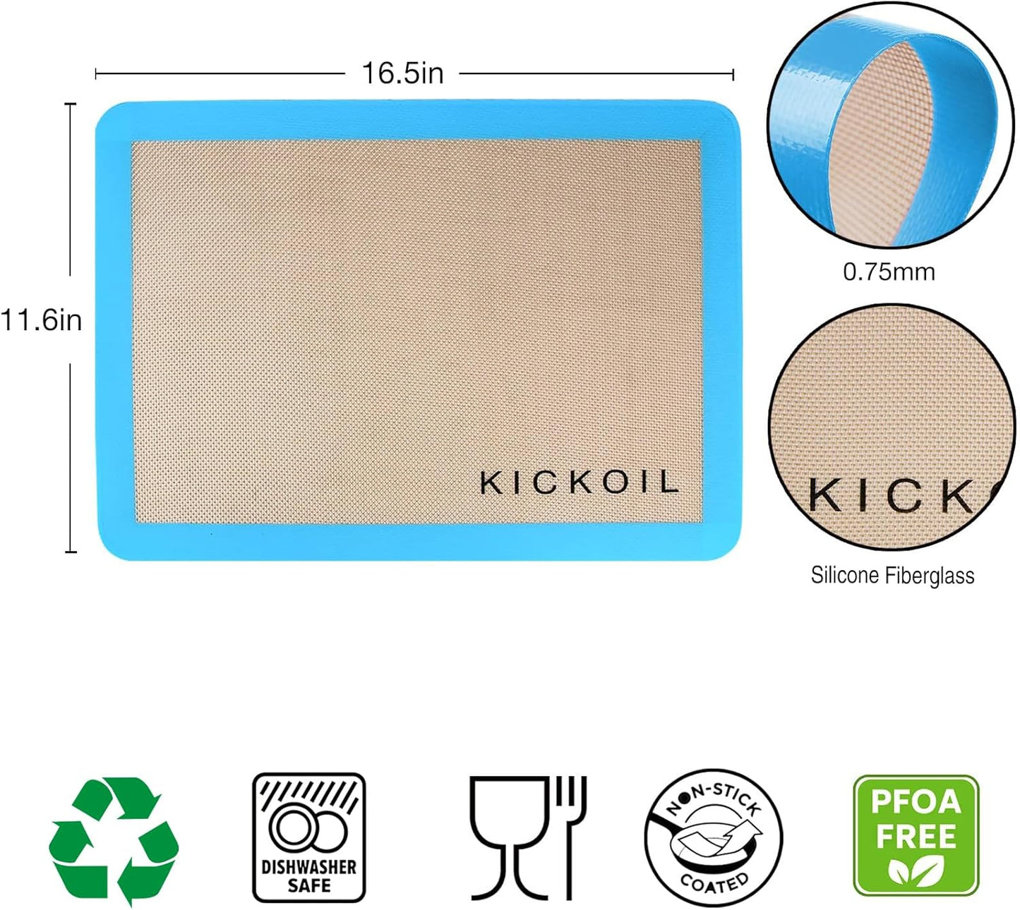 Silicone Baking Mat Large Set 4 Half Sheet-Silicone Bakeware Mat for Oven Reusable Heat Resistant Non Stick Baking Sheet BPA Free Cooking Supplies for Cookie, Bread, Macaron&Pastry,Rectangular