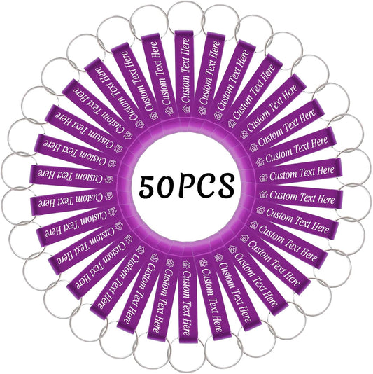 50PCS Personalized Bottle Opener Keychain Bulk Custom Beer Bottle Opener with Logo Text Engraved Wedding Bottle Opener Favors Customized Gifts for Guests Baby Shower Birthday Party-Purple