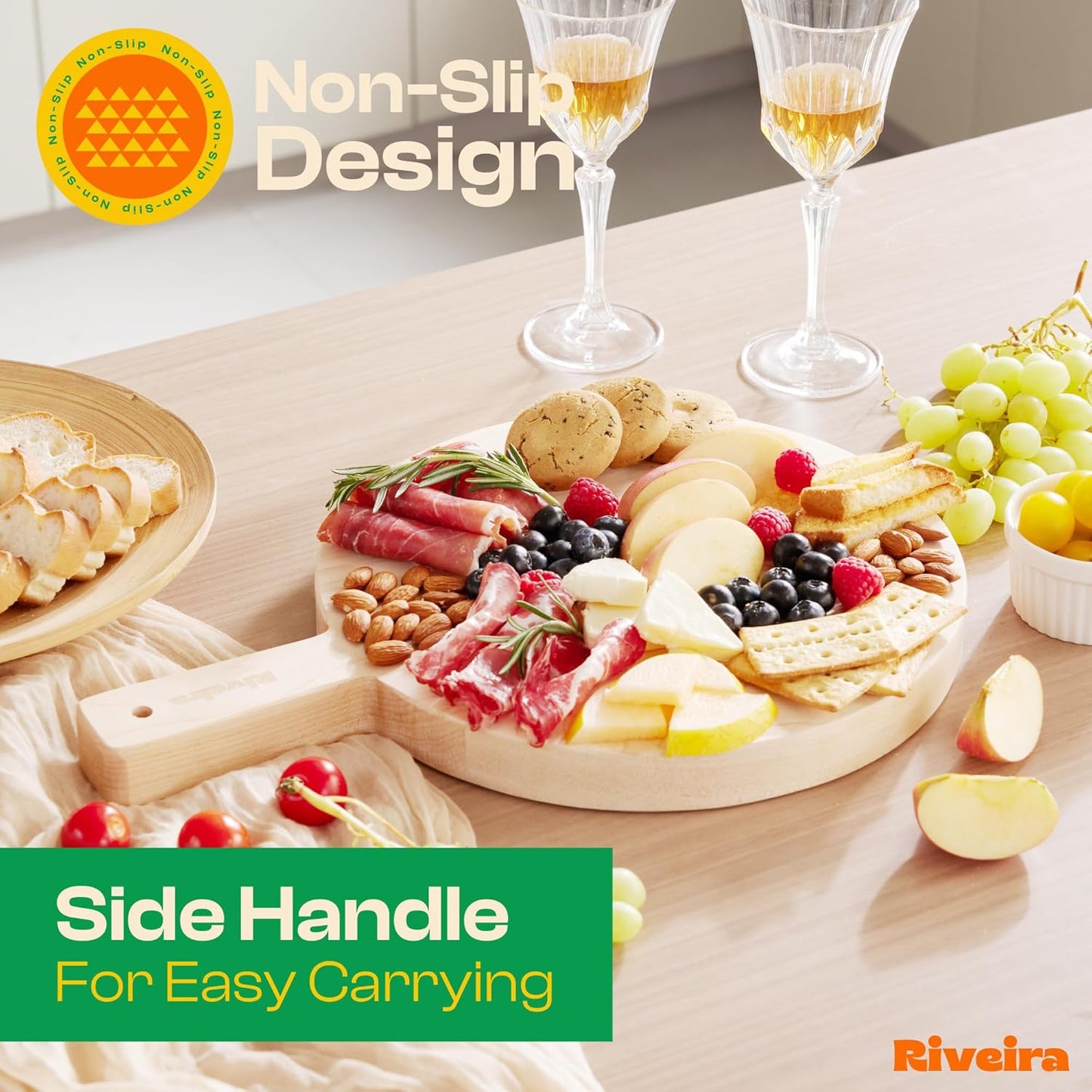 Riveira Maple Wood Cutting Board – Gourmet Maple Grandeur: 17 x 12 Wooden Cutting Board – Natural Wooden Cutting Boards For Kitchen Decorative – Innovative Juice Grooves Maple Wooden Chopping Board