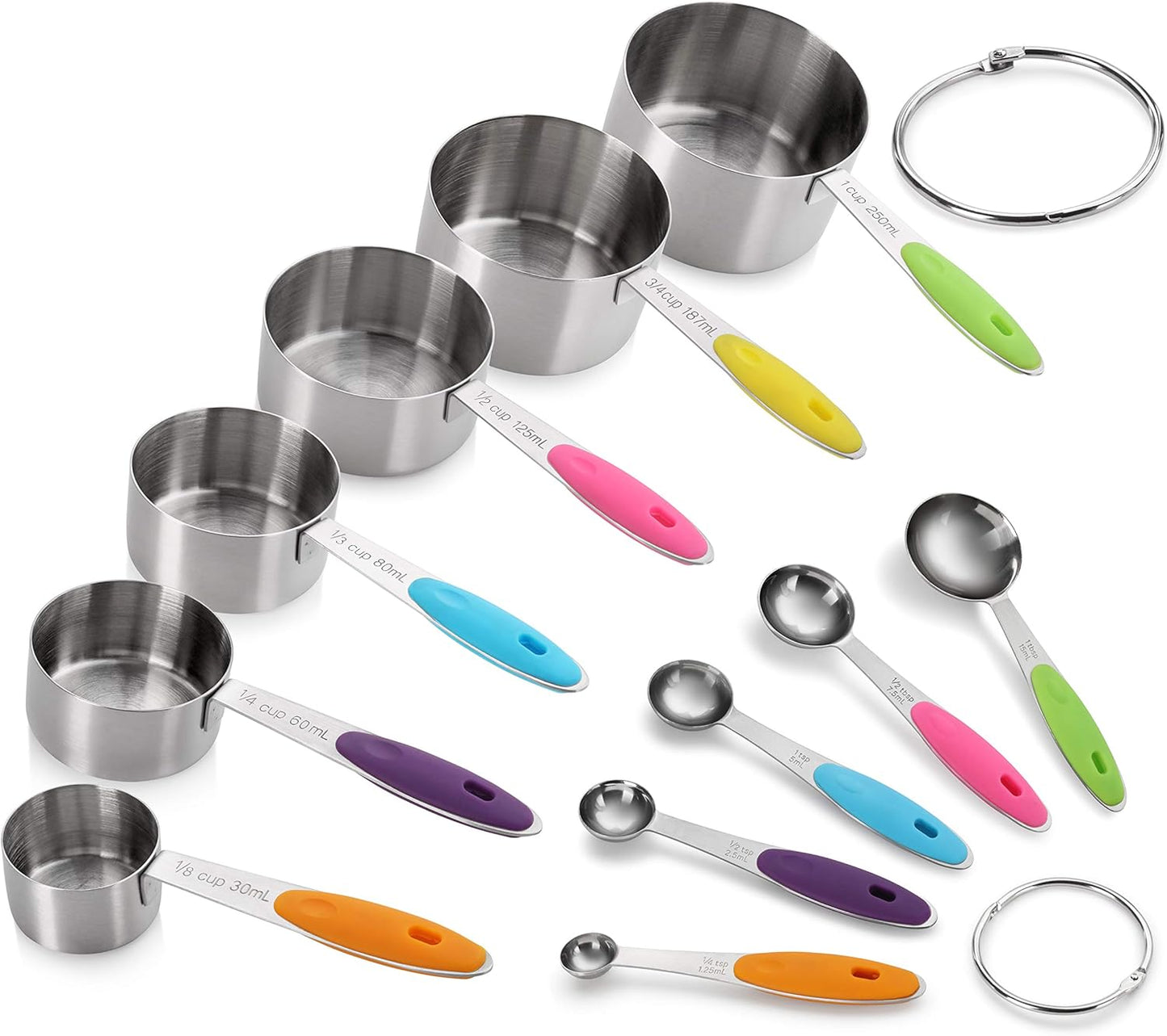 New Star Foodservice 1028065 Stainless Steel 18/8 12-Piece Measuring Cup and Spoon Set
