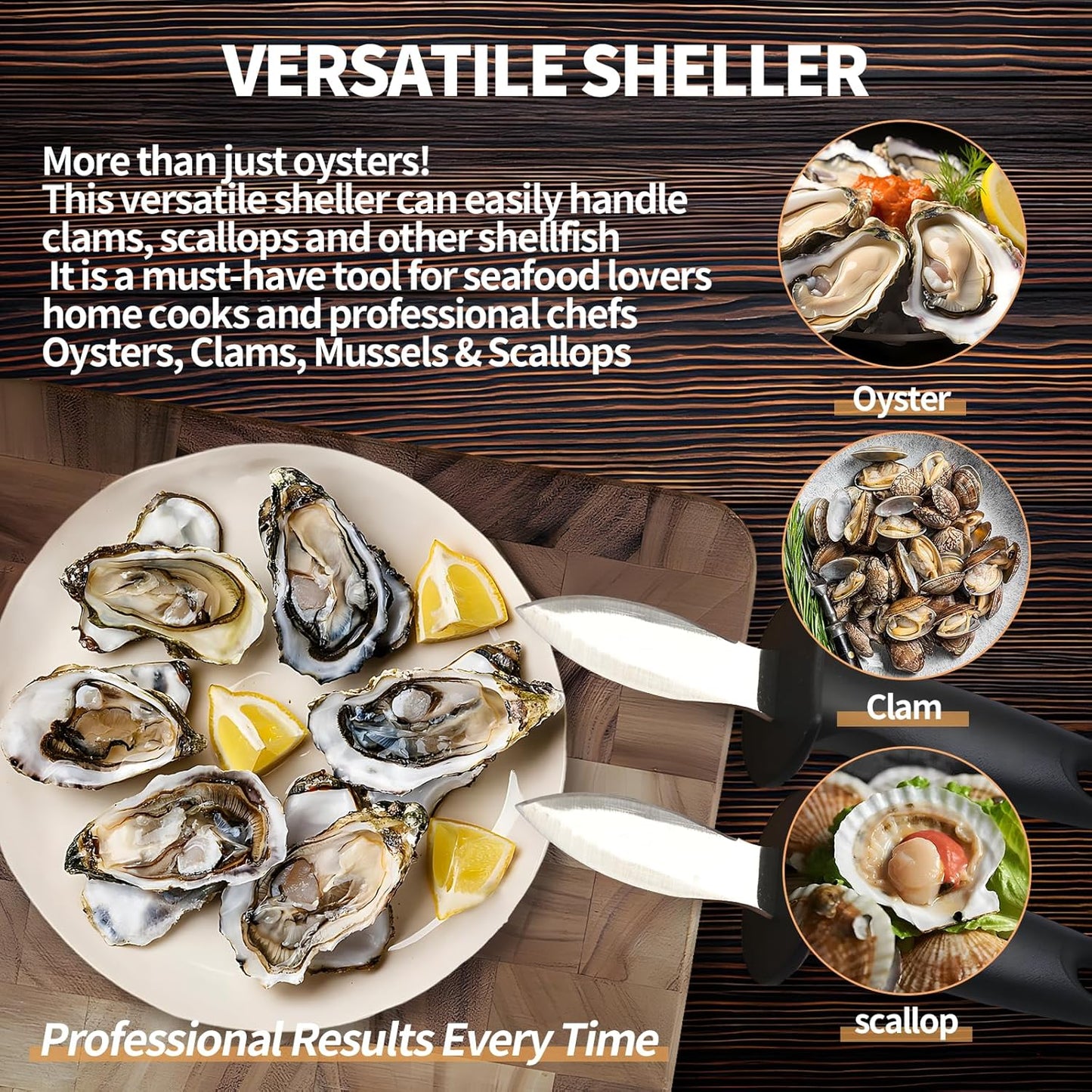 Oyster Knife Shucker Oyster Shucking Tool Perfect for Opening Clams, Mussels, Scallops, Shellfish Ideal for Home Kitchens, Raw Bars & Chefs（1 Pack）