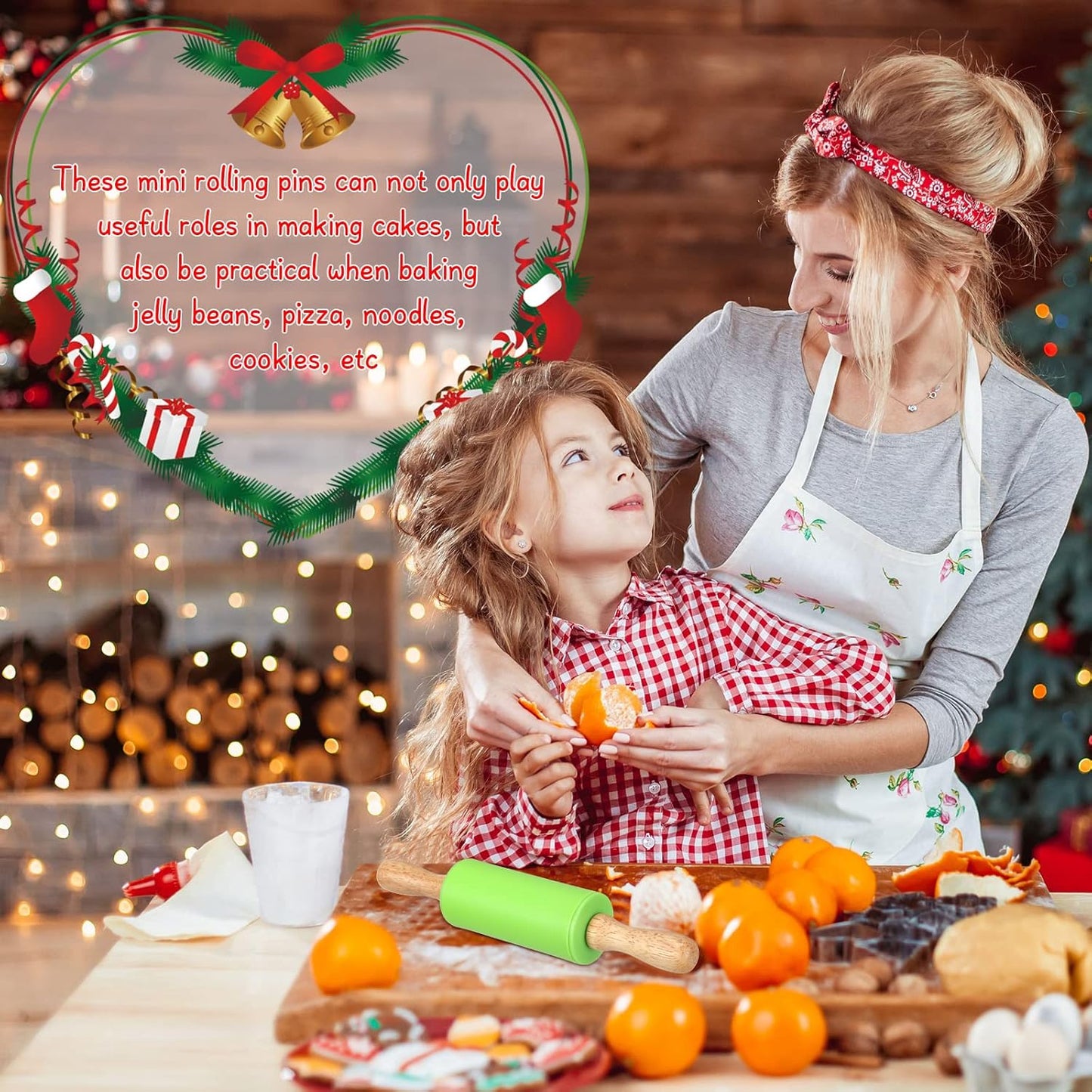 10 Pcs Small Rolling Pin Kids 9 Inch Mini Rolling Pin Silicone Wooden Cooking Pins Baking 5 Colors Non Stick Kids with Wooden Handle for Kitchen Dough Cookie Pastry Fondant Cake