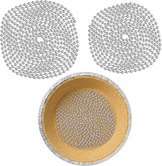 Ferraycle 2 Pieces Pie Weights for Baking Crust Pie Crust Weight Protectors for Edges Baking Beads Chain Stainless Steel Beads for Dough Kitchen Cooking Blind Pastry(6 Ft, 10 Ft)
