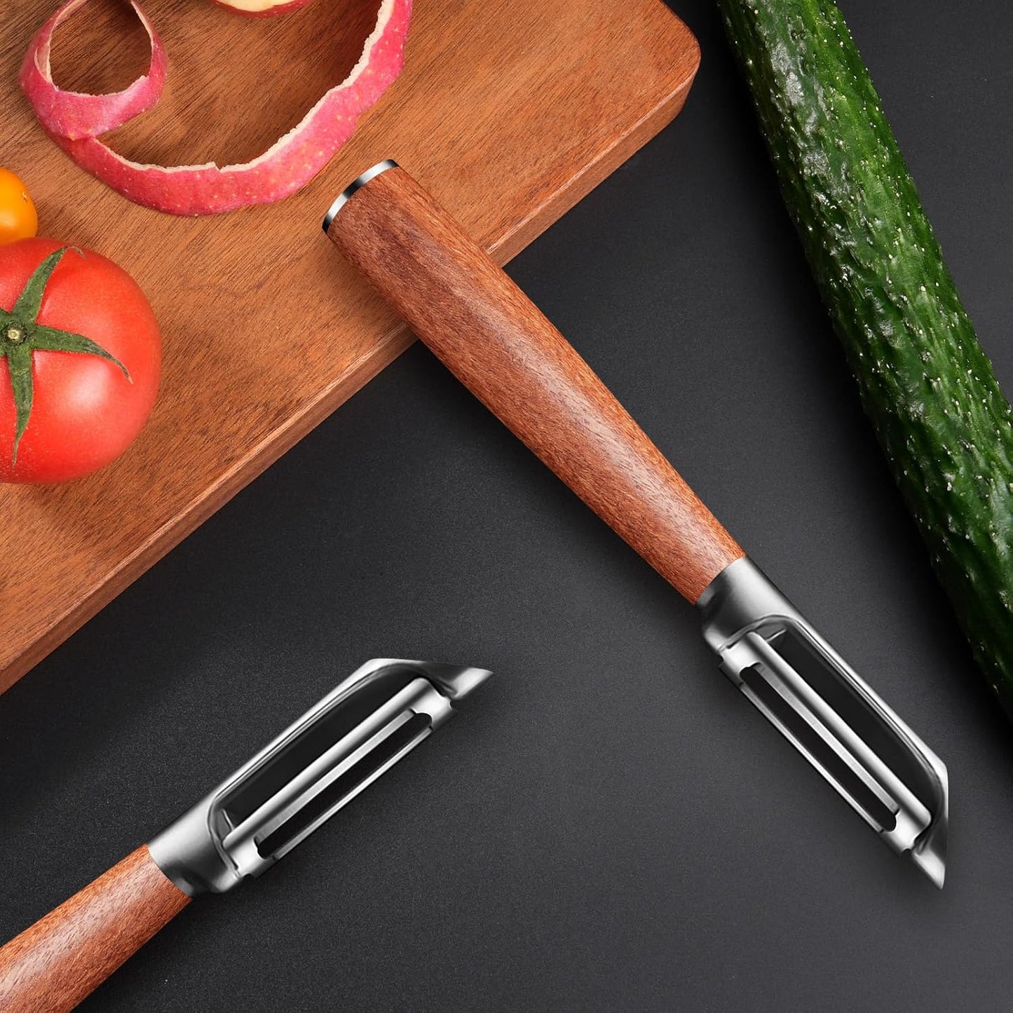 MAD SHARK Ultra Sharp Potato Peelers for Kitchen,Vegetable Peeler,Fruit Peeler Easy to Use Rosewood I Peeler Non-Slip Ergonomic Grips for Carrot, Veggie,Cucumber, Apple(3 Years Warranty)