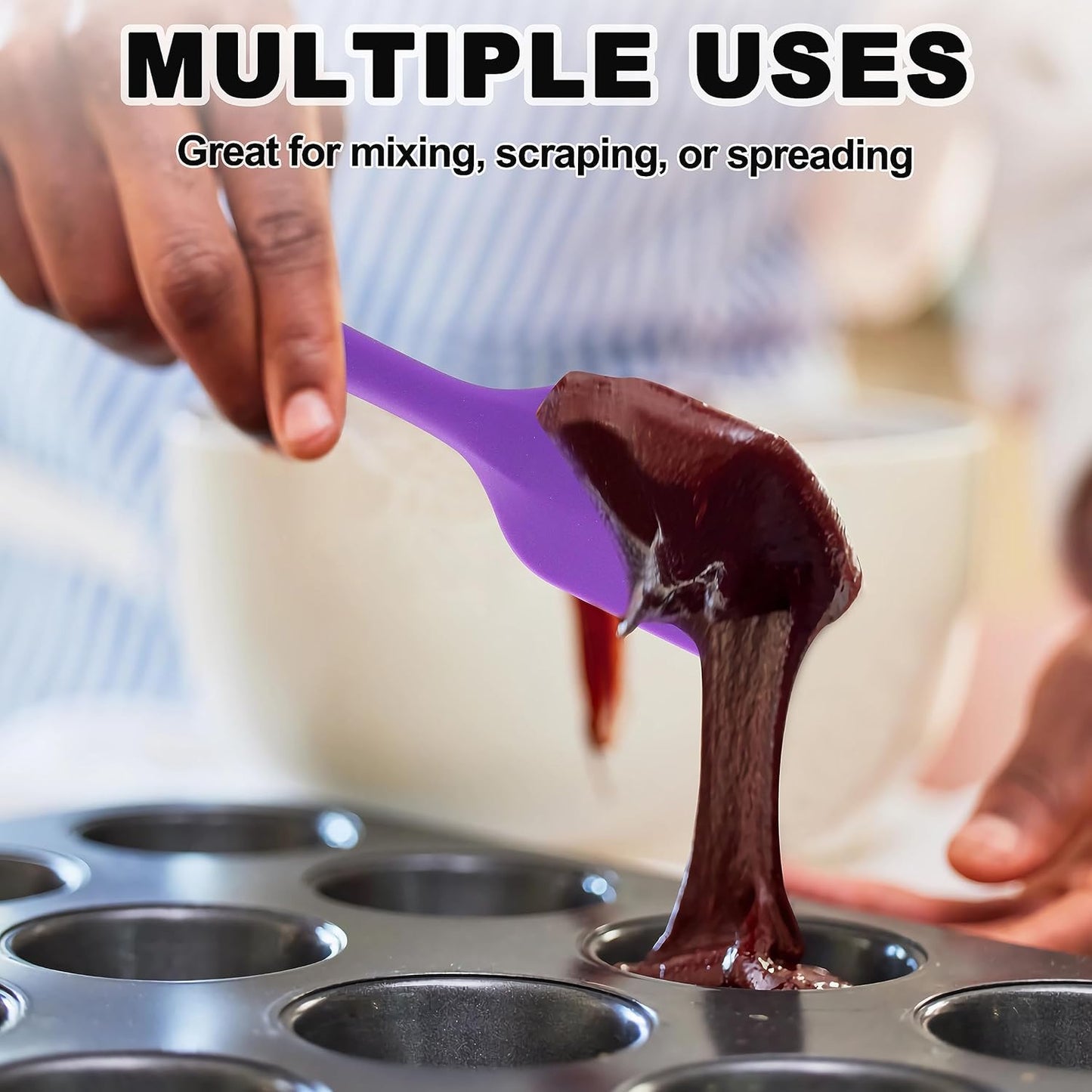 Anaeat Silicone Spatula Set of 5 - Seamless One-Pieces Design, Non-Stick Rubber Spatulas BPA Free Kitchen Scraper Flexible for Easy Baking, Cooking, Scraping & Mixing, Heat Resistant & Dishwasher Safe