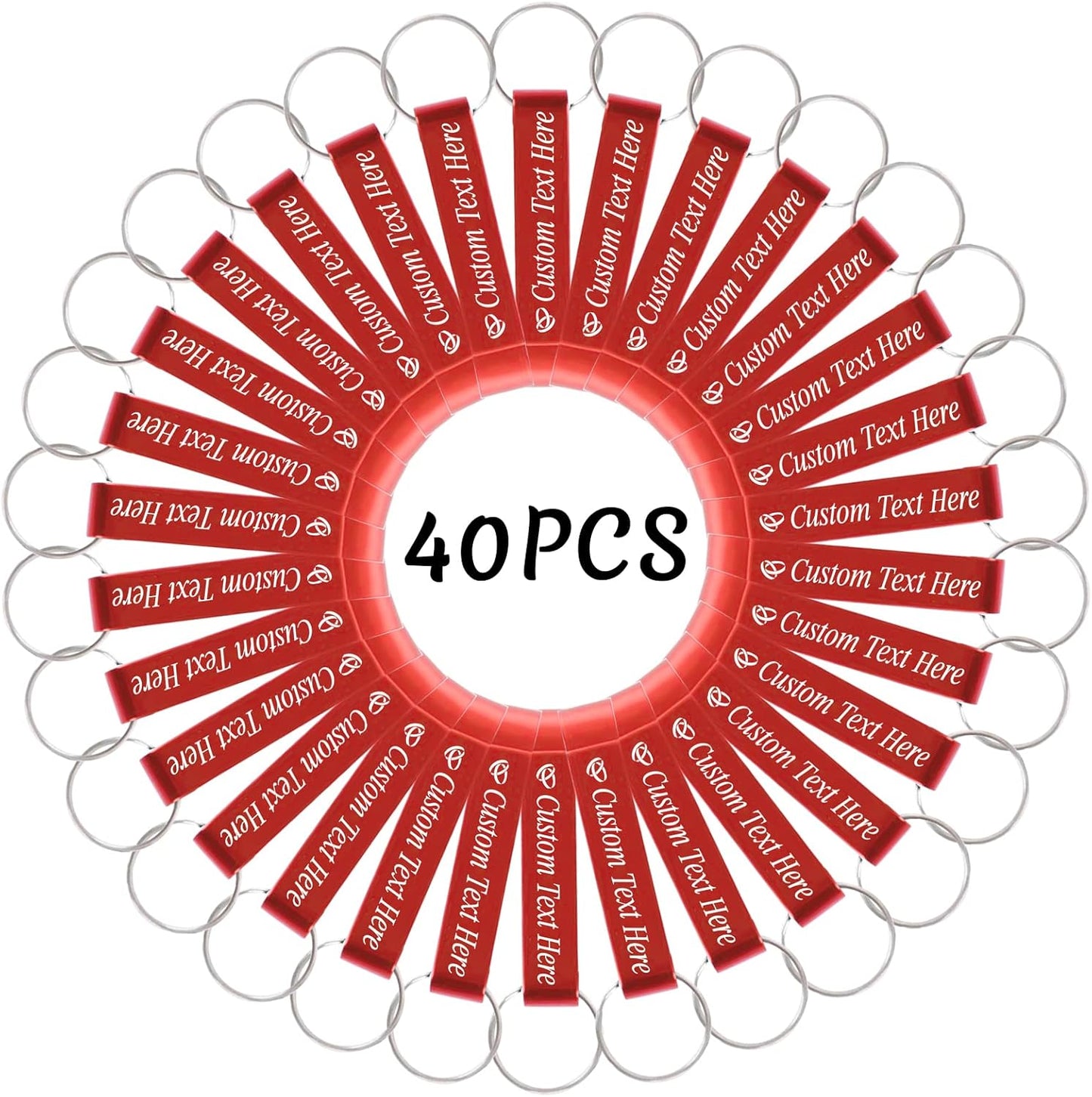 40PCS Personalized Bottle Opener Keychain Bulk Custom Beer Bottle Opener with Logo Text Engraved Wedding Bottle Opener Favors Customized Gifts for Guests Baby Shower Birthday Party-Red