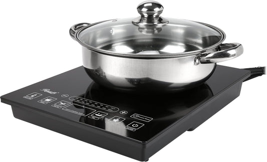 Rosewill Induction Cooker 1800 Watt, 5 Pre-Programmed Induction Cooktop, Electric Burner with Stainless Steel Pot 10" 3.5 QT 18-8, RHAI-15001