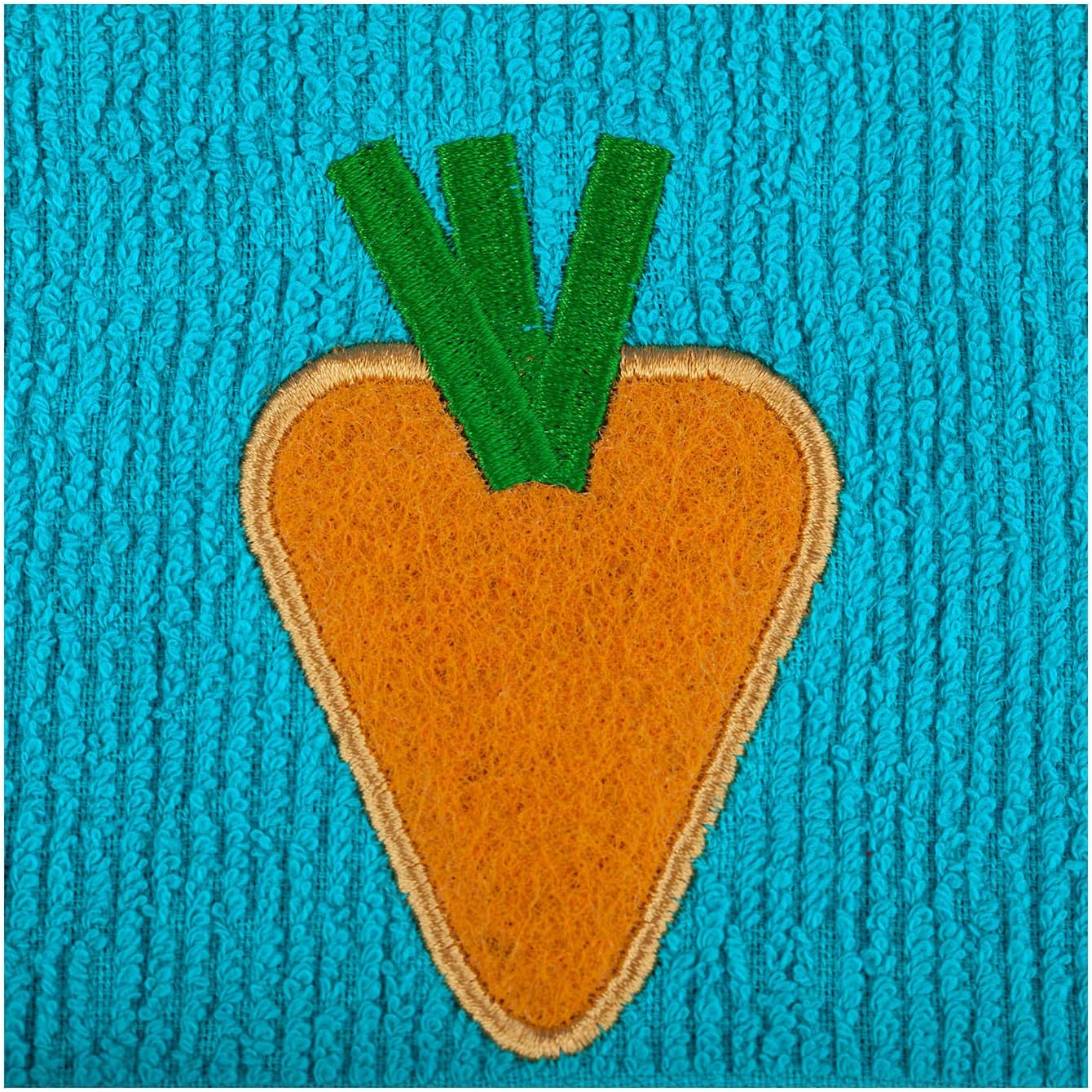 MÜkitchen SCRUBSY 100% Cotton Kitchen Dish Cloth with Built in Scrubber | Various Designs and Super Absorbant (Carrot)
