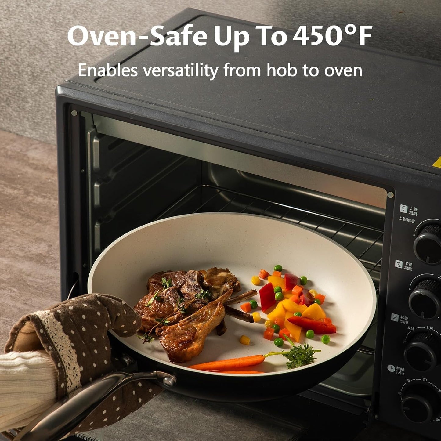 UCC LIFE Nonstick Frying Pan Skillet, wok pan, Stainless Steel Handle, PFOA Free Compatible with All kitchen Stovetops (12 Inch White)