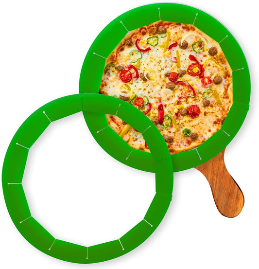2 Pack Adjustable Silicone Pie Crust Shield, BPA-Free Protector Cover Kitchen Tool for Baking Pizza, Fit 8-10.7 Inch Pies - Dishwasher Safe (Green)