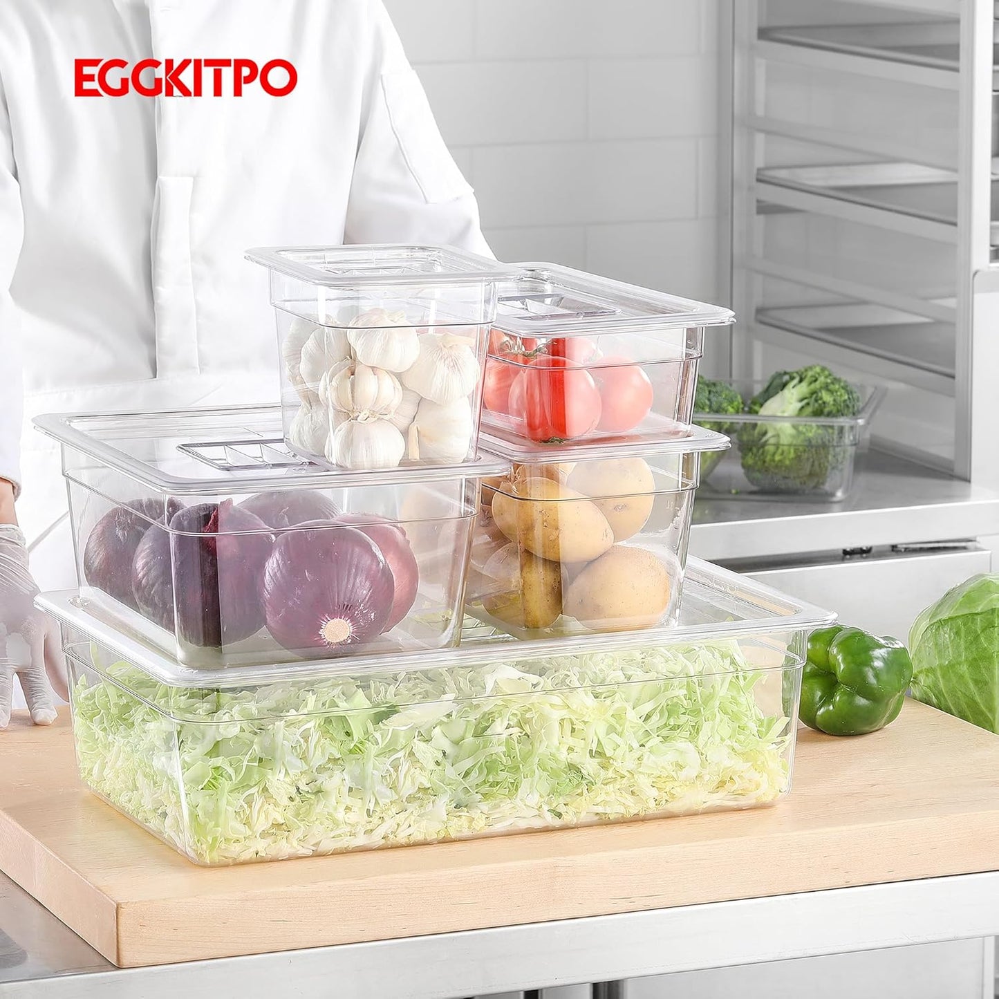 1/6 Size Food Pan 6 Packs 4 Inch Deep Clear Food Storage Containers BPA-free Polycarbonate Commercial Hotel Pan for Kitchen Business Use and Food Prep Freezer-safe