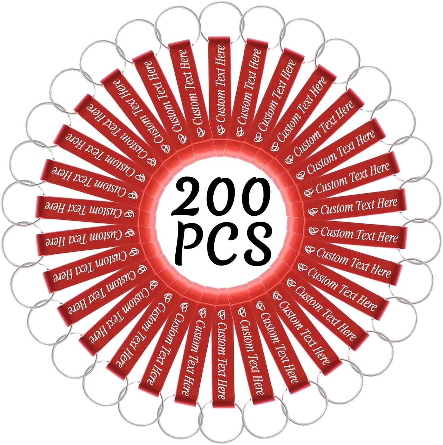 200PCS Personalized Bottle Opener Keychain Bulk Custom Beer Bottle Opener with Logo Text Engraved Wedding Bottle Opener Favors Customized Gifts for Guests Baby Shower Birthday Party-Red