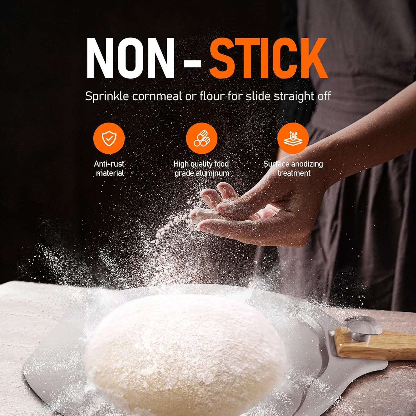 Pizza Peel 12 inch Aluminum Pizza Spatula,Upgraded Apple Shaped Pizza Paddle with Foldable Handle for Easy Storage,Sharmila Professional Pizza Spatula Paddle for Home Pizza Making