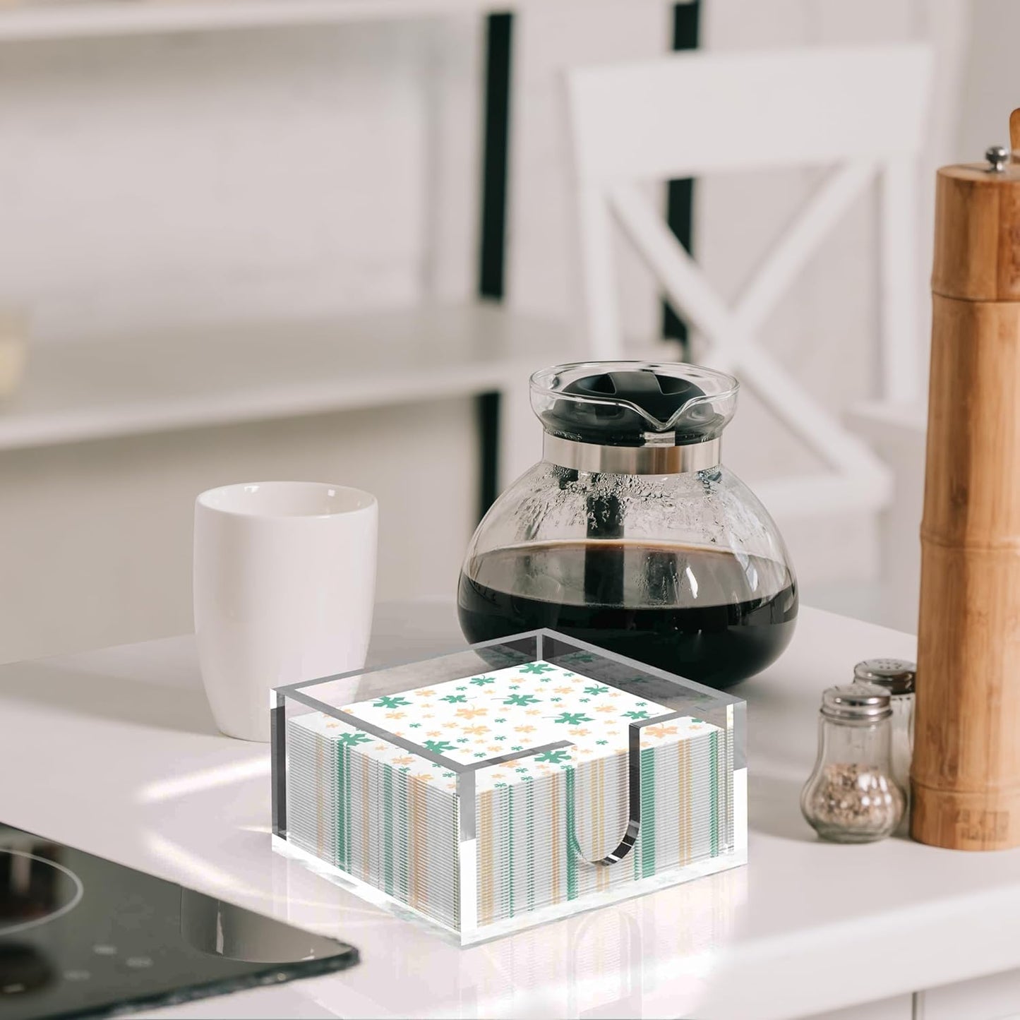 Rubtlamp 1Pcs Acrylic Napkin Holder Bathroom - 0.27Inch Thickness Acrylic Guest Towel Holder - Hand Towel Tray for Kitchen, Parties, Weddings, Party, Hotel, Restaurant（Clear, 5.5”X5.5”X2.5”）