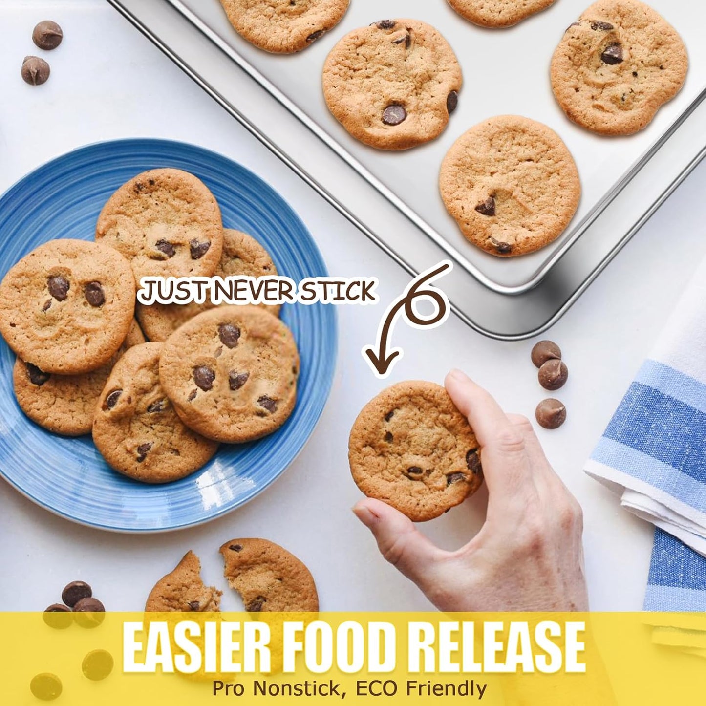 Baking Sheet, Cookie Sheet, Stainless Steel Baking Pan, 2 Piece-19.6''x 13.8'' x 1.2'', Large Sheet Pan for Oven, Baking Tray for Baking&Roasting, Nonstick&Nontoxic&Easy Clean