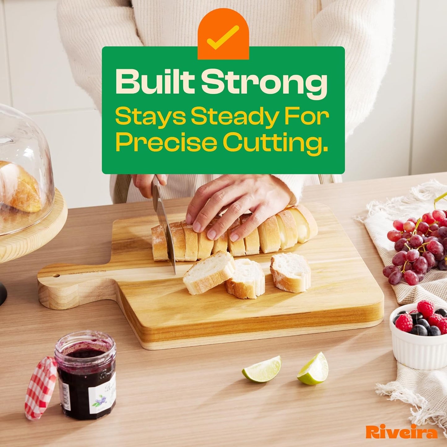 Riveira Teak Wood Cutting Board – Gourmet Teak Grandeur: 17 x 13 Wooden Cutting Board – Natural Wooden Cutting Boards For Kitchen Decorative – Innovative Juice Grooves Teak Wooden Chopping Board