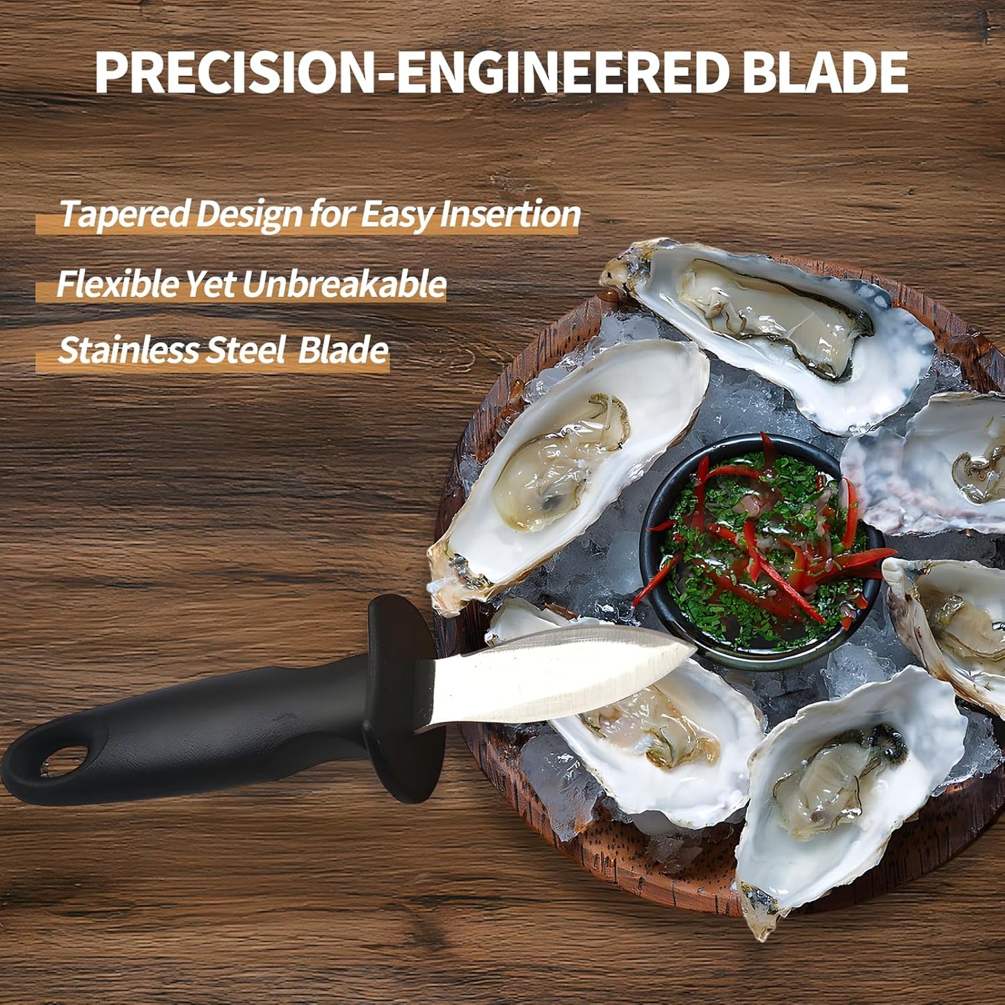 Oyster Knife Shucker Oyster Shucking Tool Perfect for Opening Clams, Mussels, Scallops, Shellfish Ideal for Home Kitchens, Raw Bars & Chefs（2 Pack）